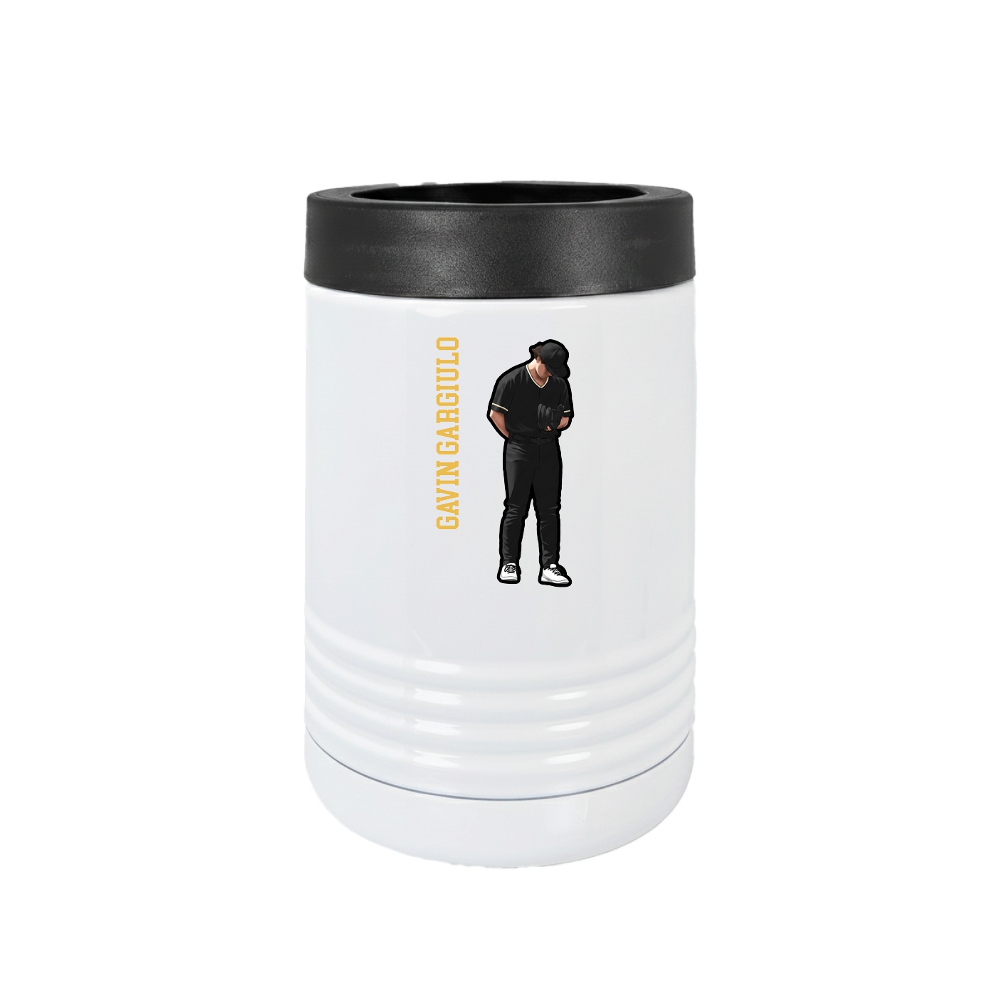 Beverage Holder — Name Vertical in White