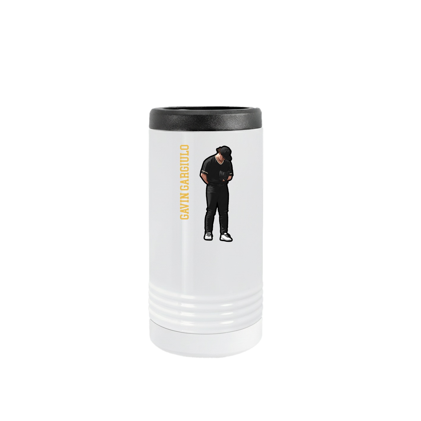Slim Beverage Holder — Name Vertical in White