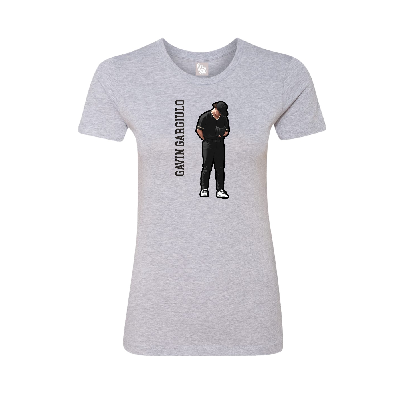 Fitted Women's Tee — Name Vertical in Grey