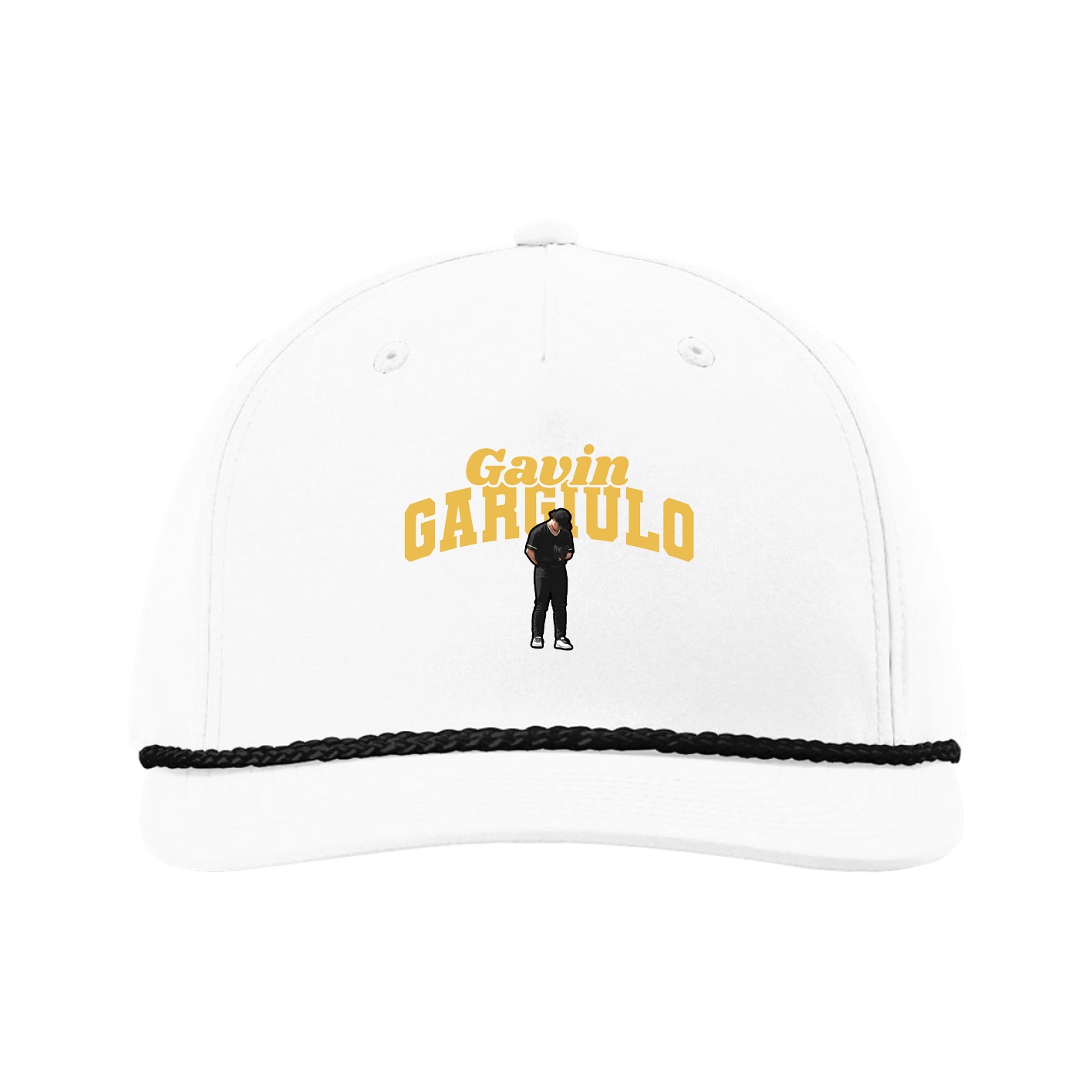 Five-Panel Classic Rope Cap — Signature Arch in White