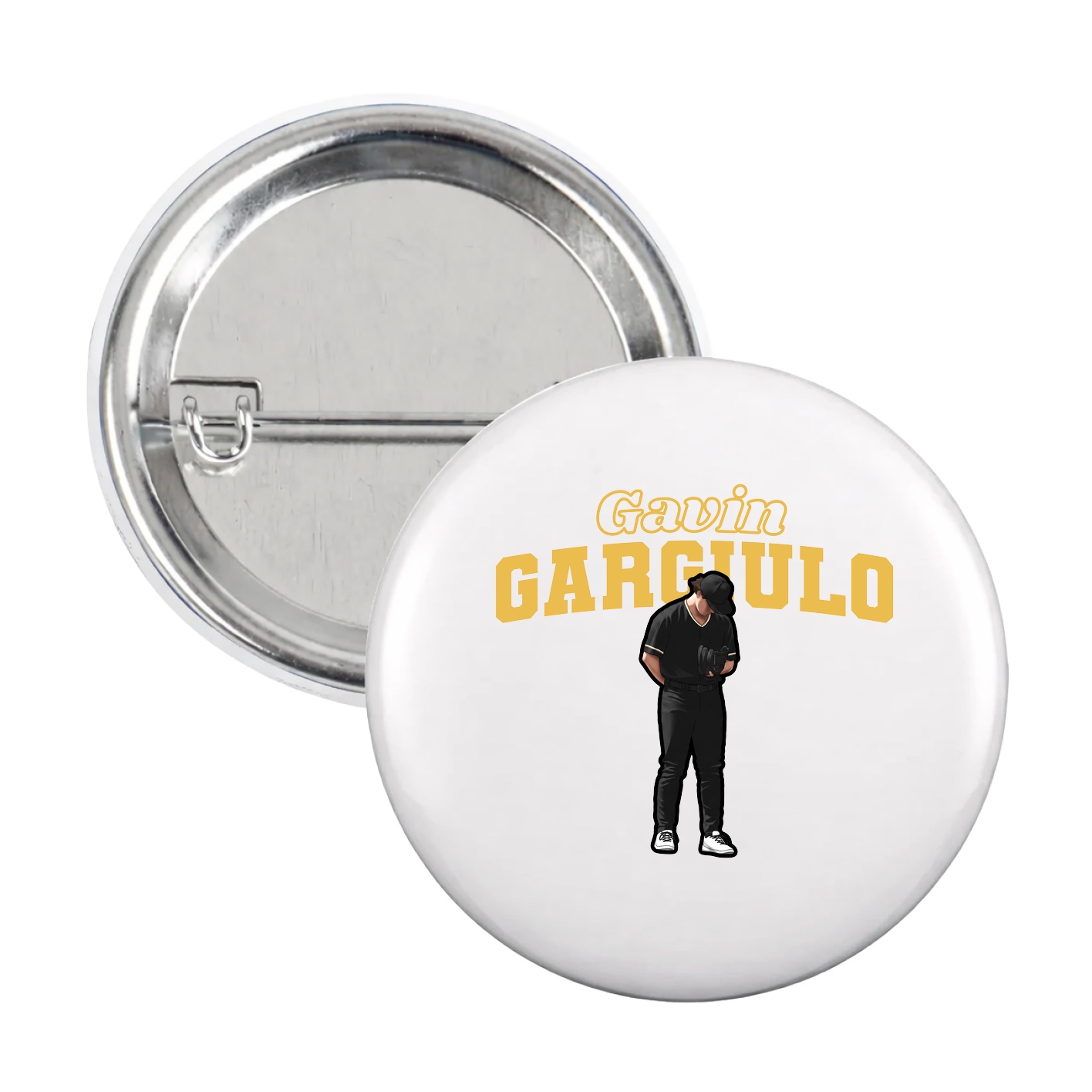 Game Day Button — Name Arch in White