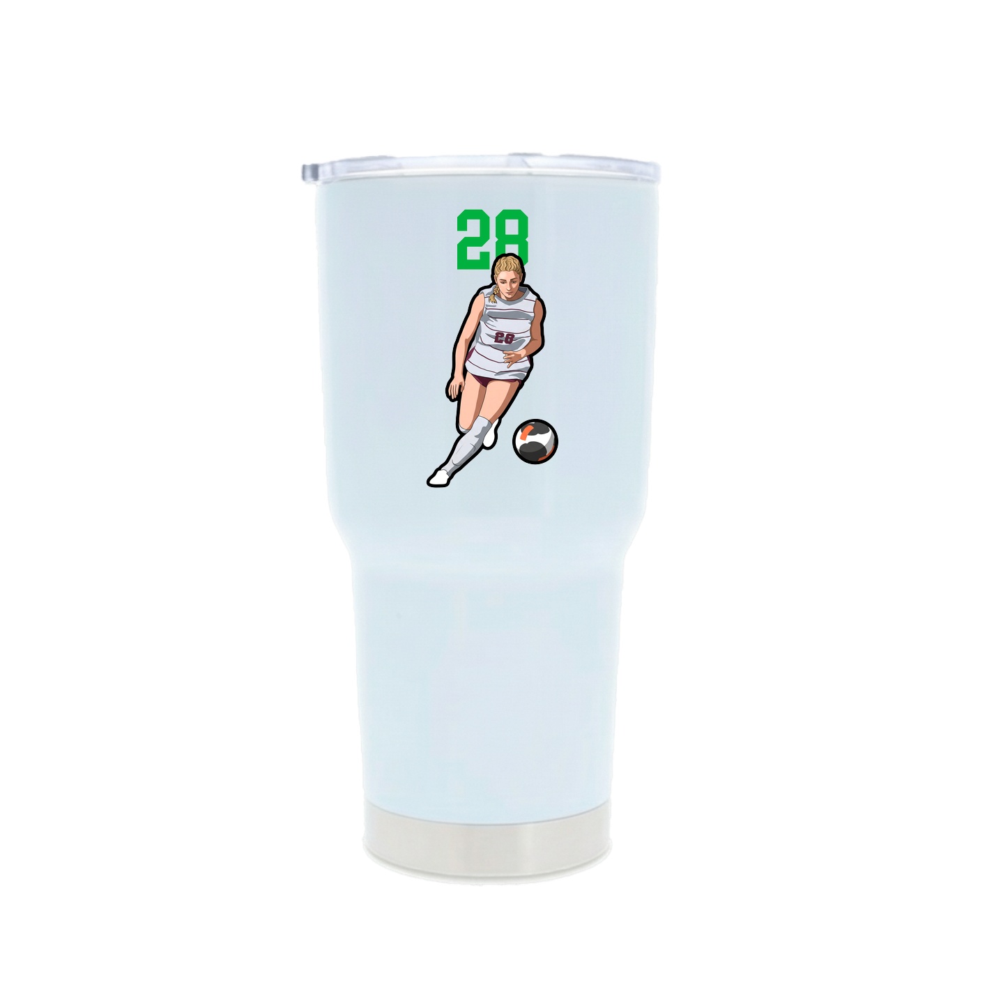 30oz Stainless Steel Tumbler — Number Top in White