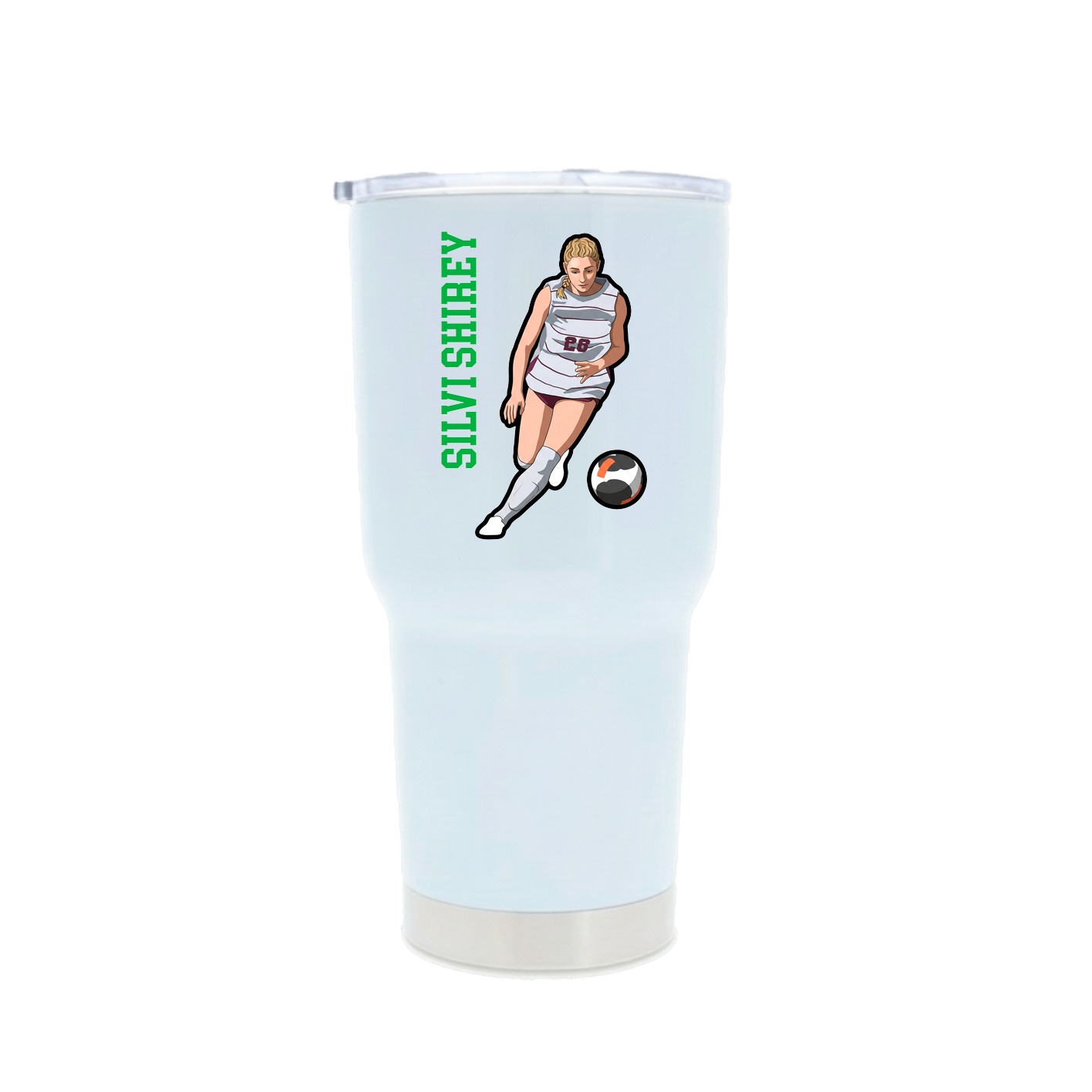 30oz Stainless Steel Tumbler — Name Vertical in White