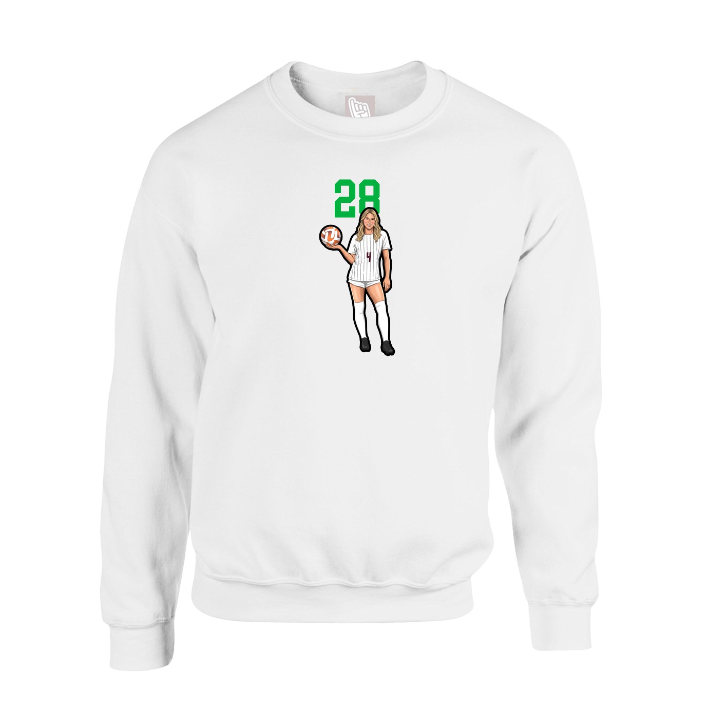 Fleece Crew — Number Top in White
