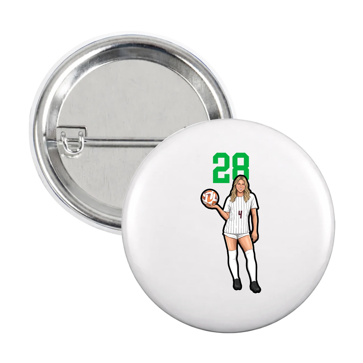 Game Day Button — Number Top in White