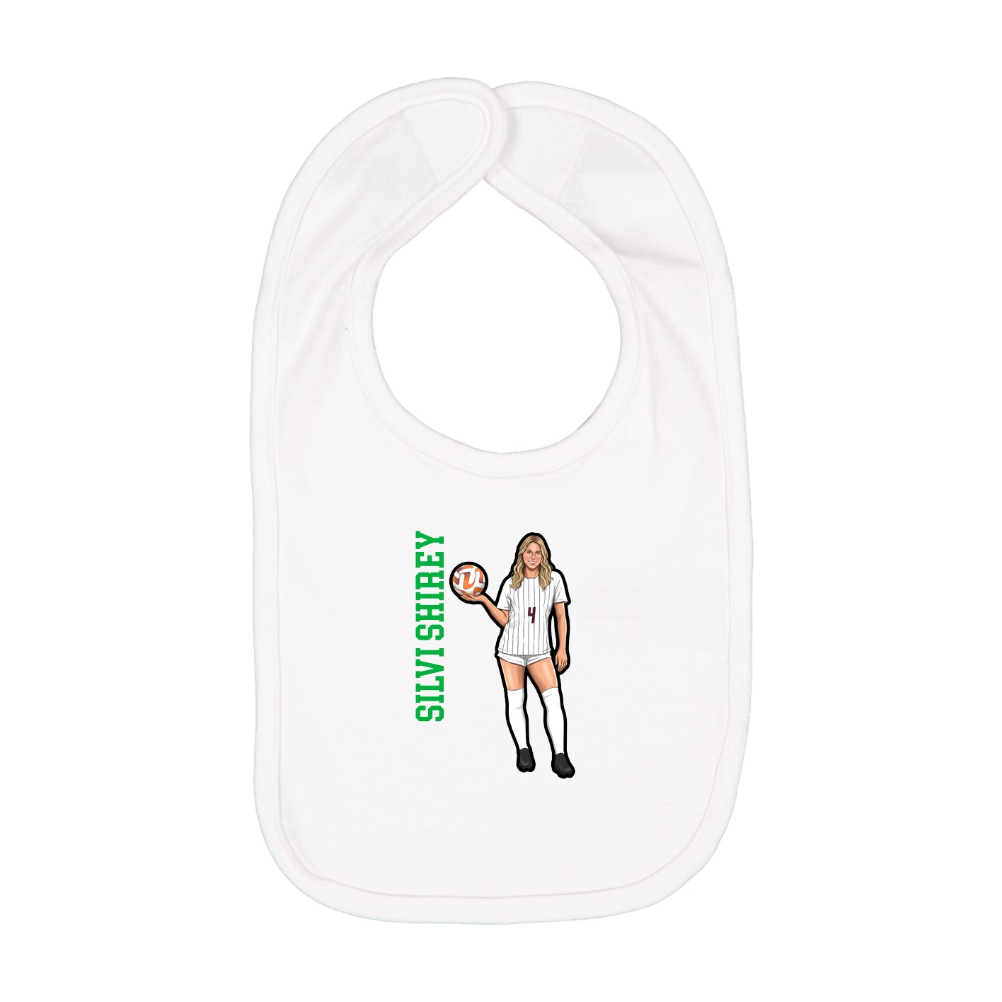 Infant Bib — Name Vertical in White