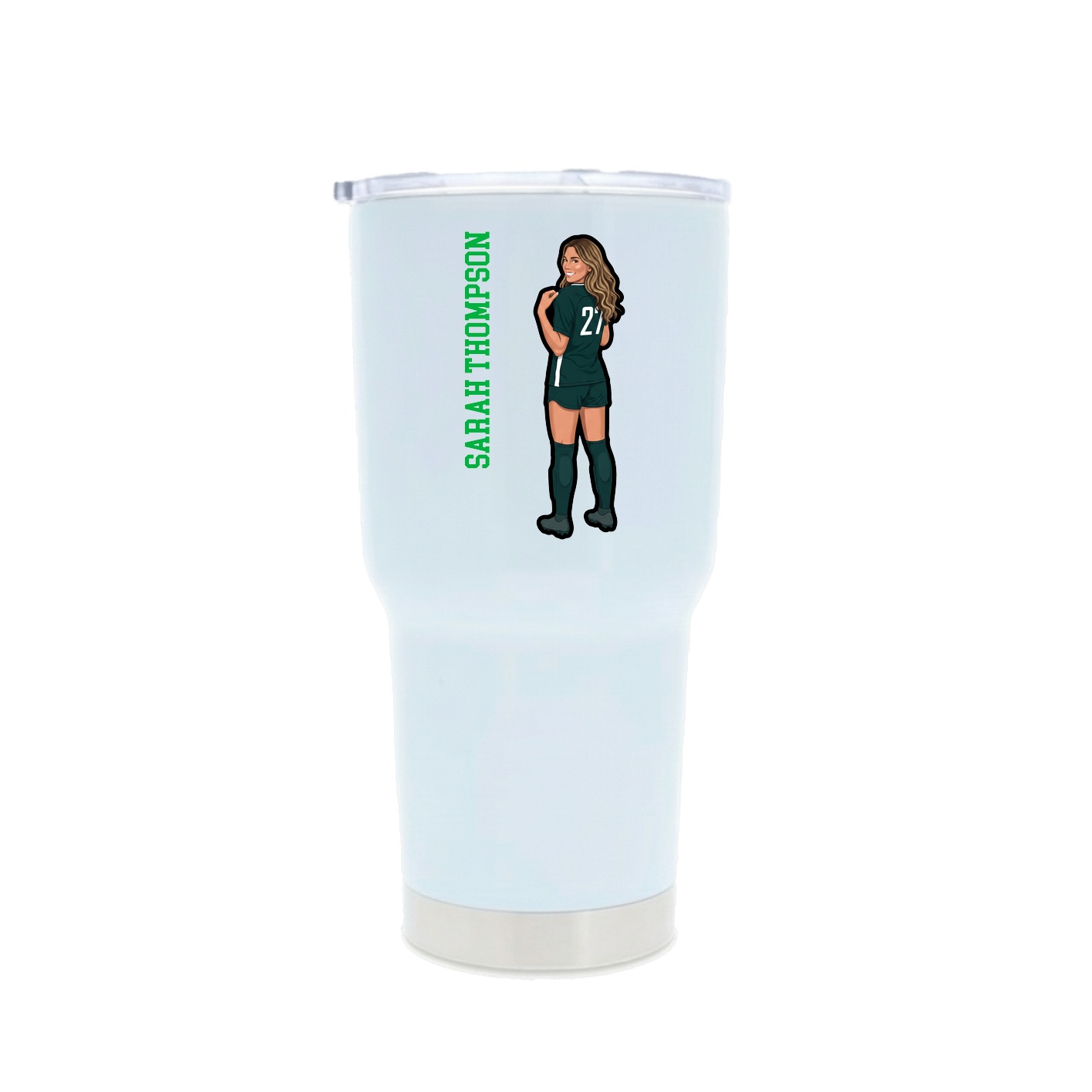 30oz Stainless Steel Tumbler — Name Vertical in White