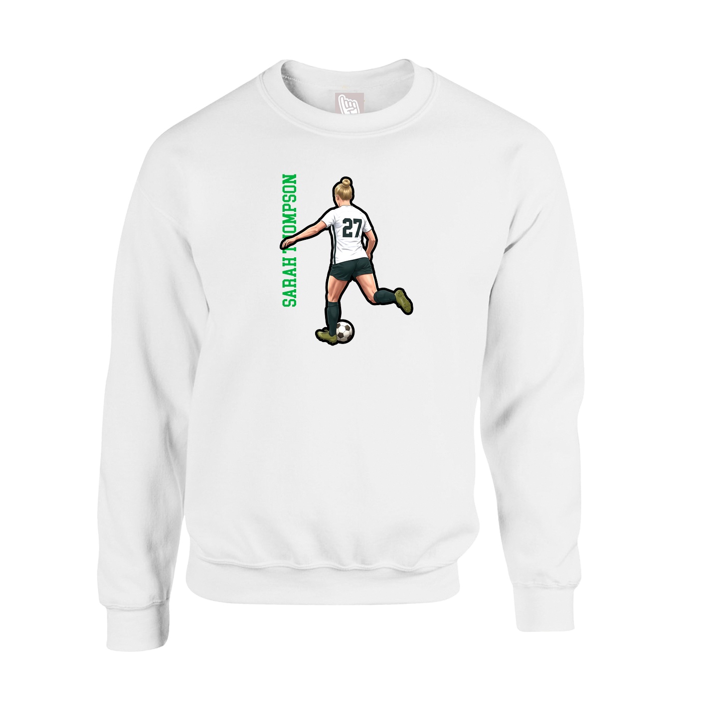 Fleece Crew — Name Vertical in White