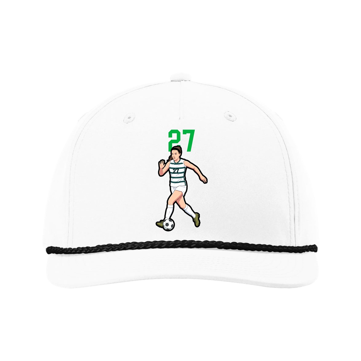 Five-Panel Classic Rope Cap — Number Top in White