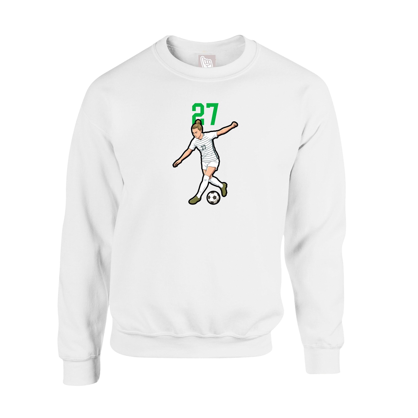 Fleece Crew — Number Top in White