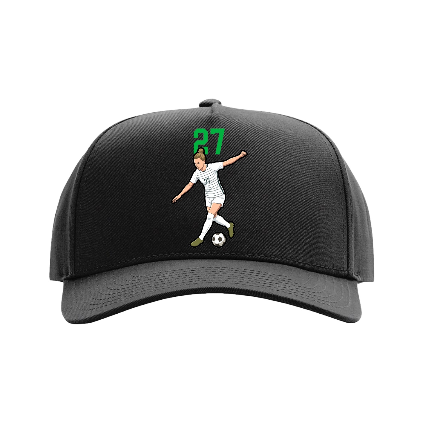 Full Fabric Five-Panel Champ Cap — Number Top in Black