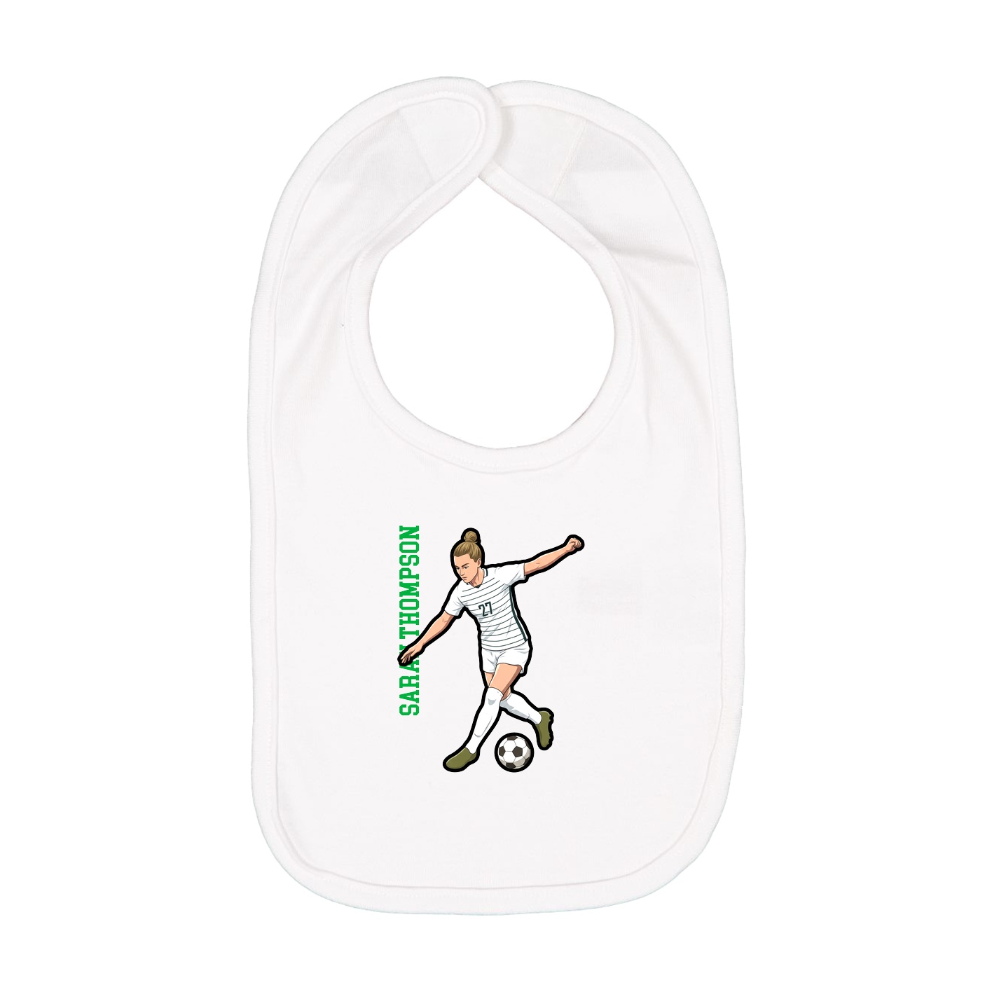 Infant Bib — Name Vertical in White