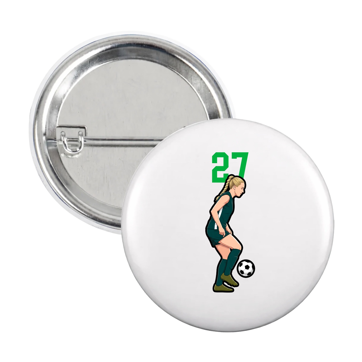 Game Day Button — Number Top in White