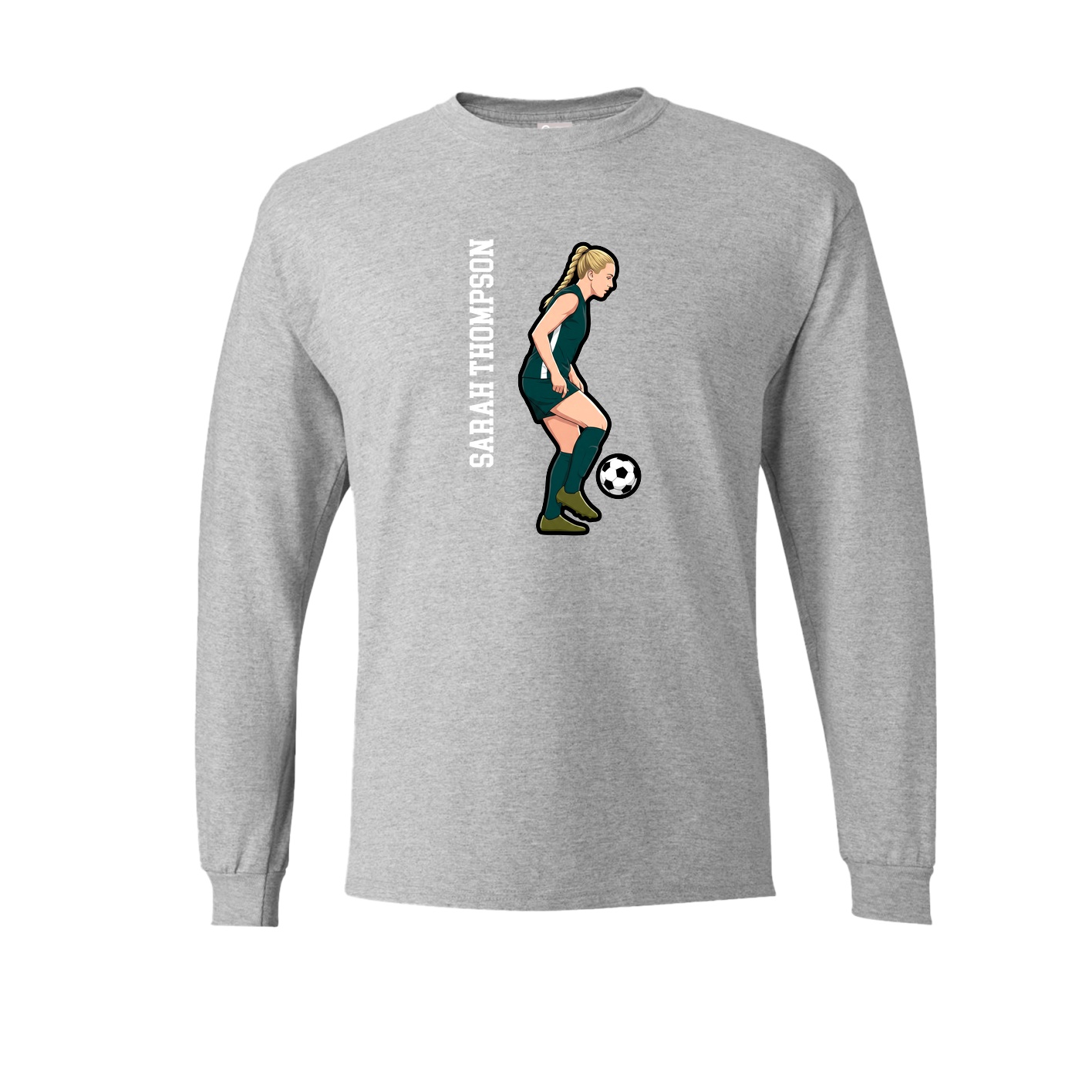 Long Sleeve Tee — Name Vertical in Grey