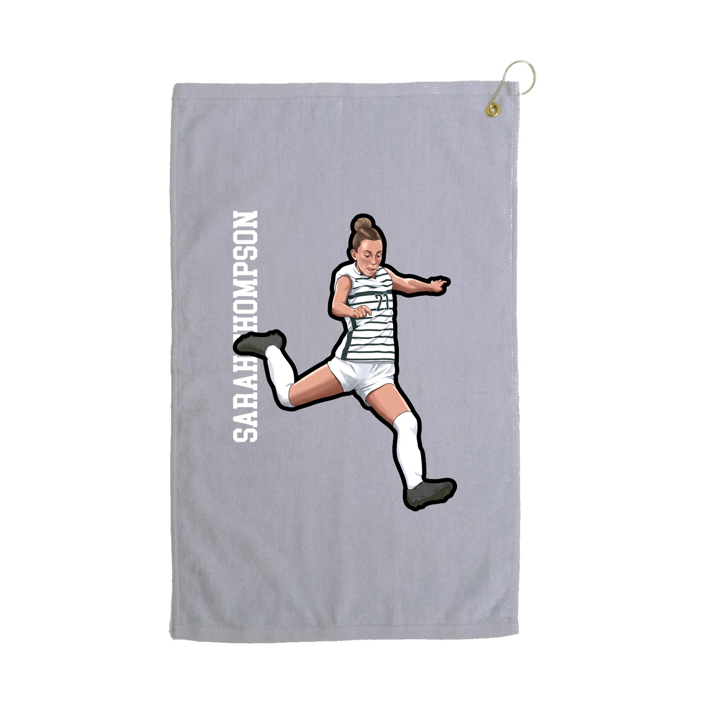 Golf Towel — Name Vertical in Grey