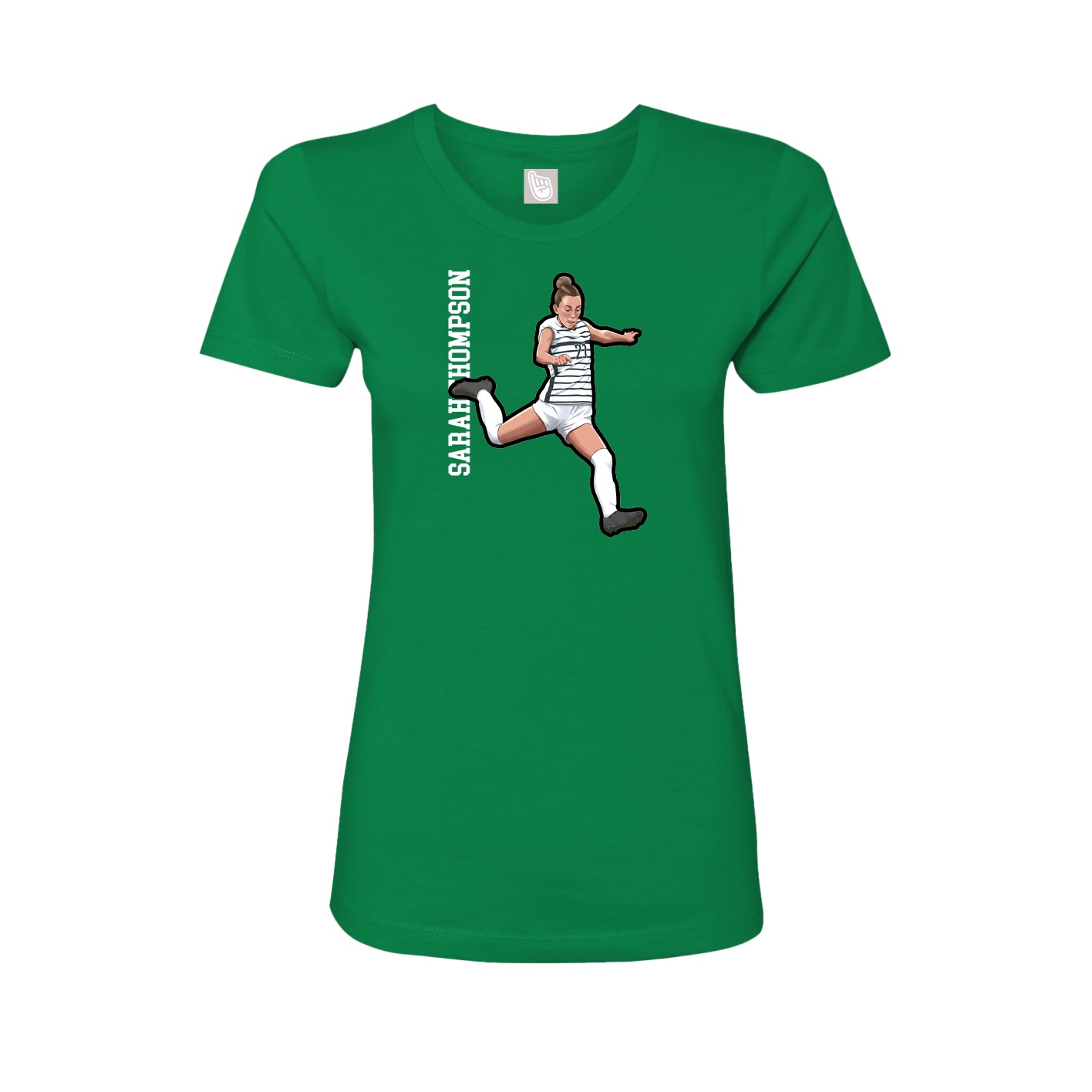 Womens Tee — Name Vertical in Green