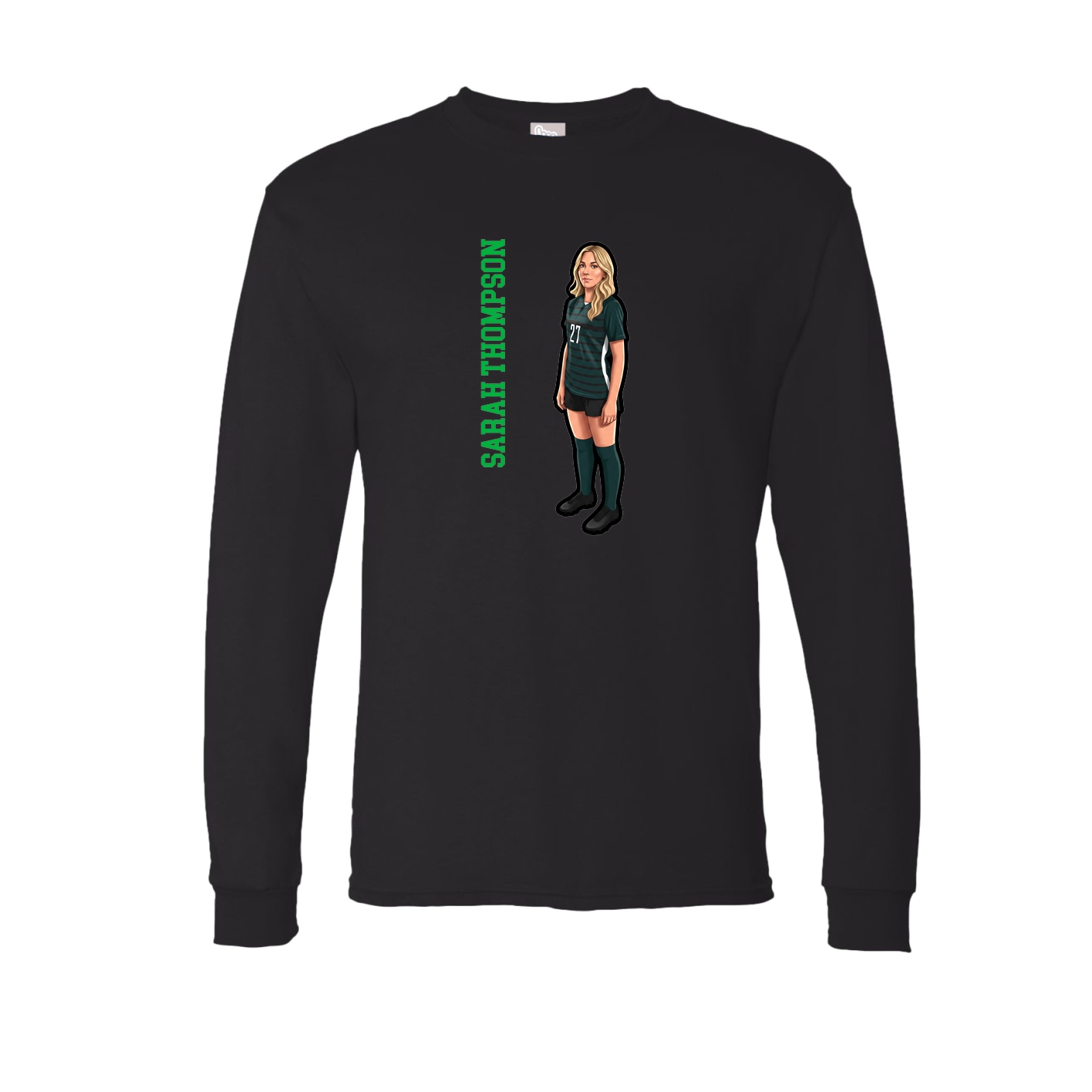 Long Sleeve Tee — Name Vertical in Black