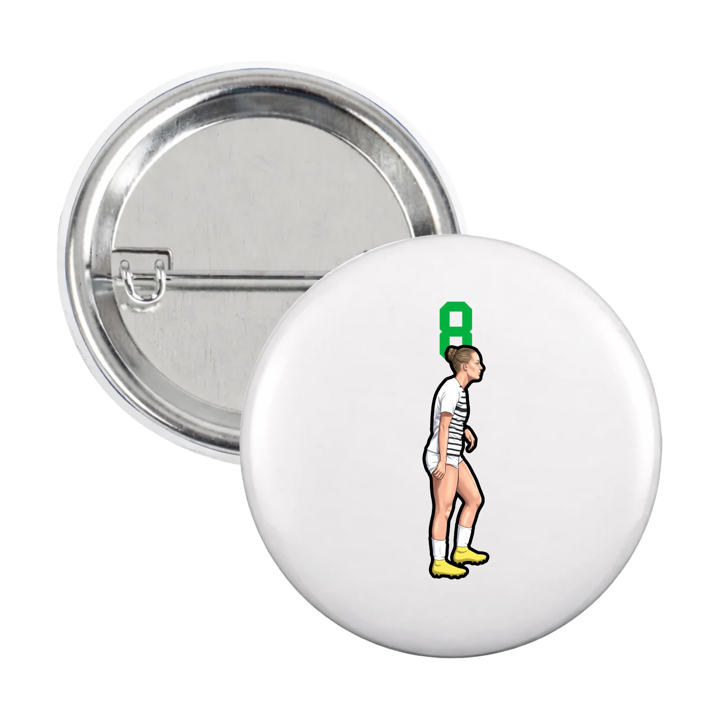 Game Day Button — Number Top in White