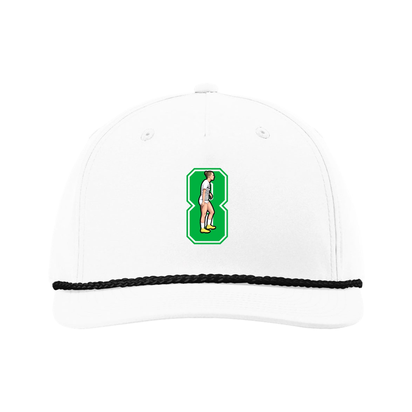 Five-Panel Classic Rope Cap — Number in White