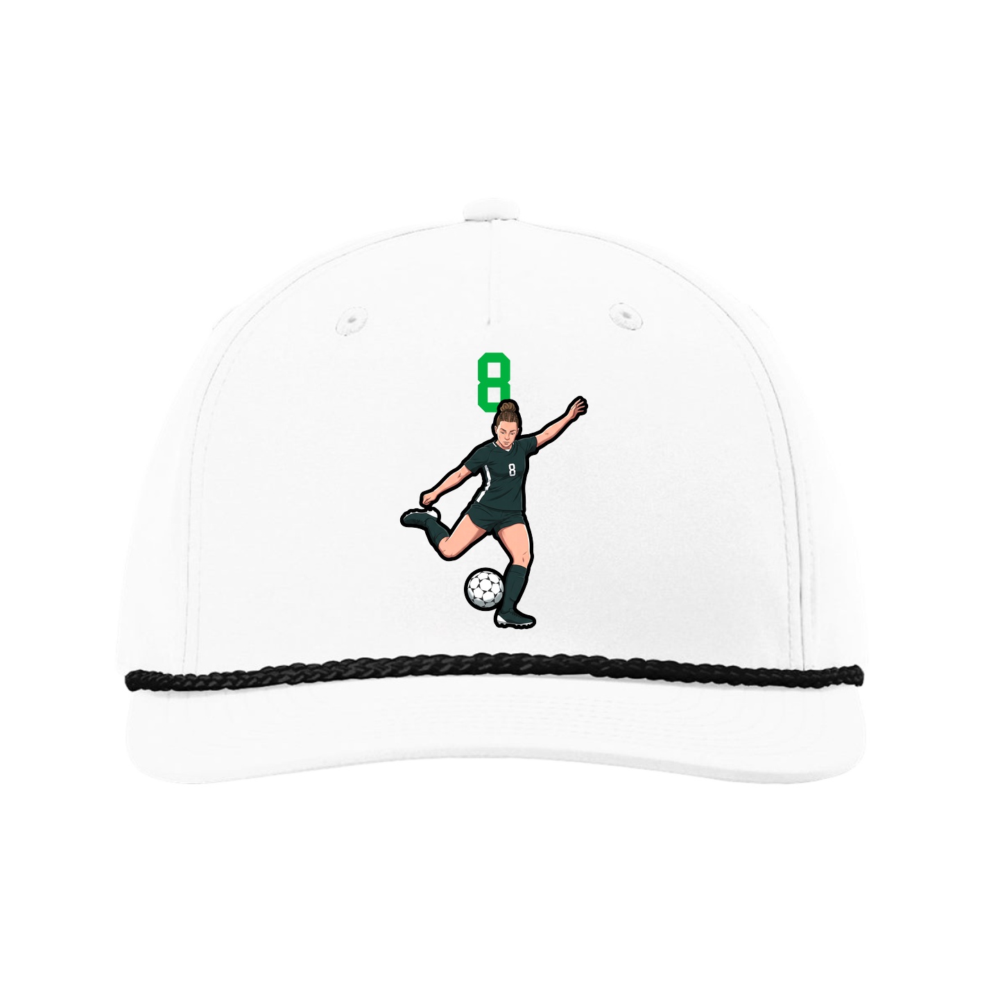 Five-Panel Classic Rope Cap — Number Top in White