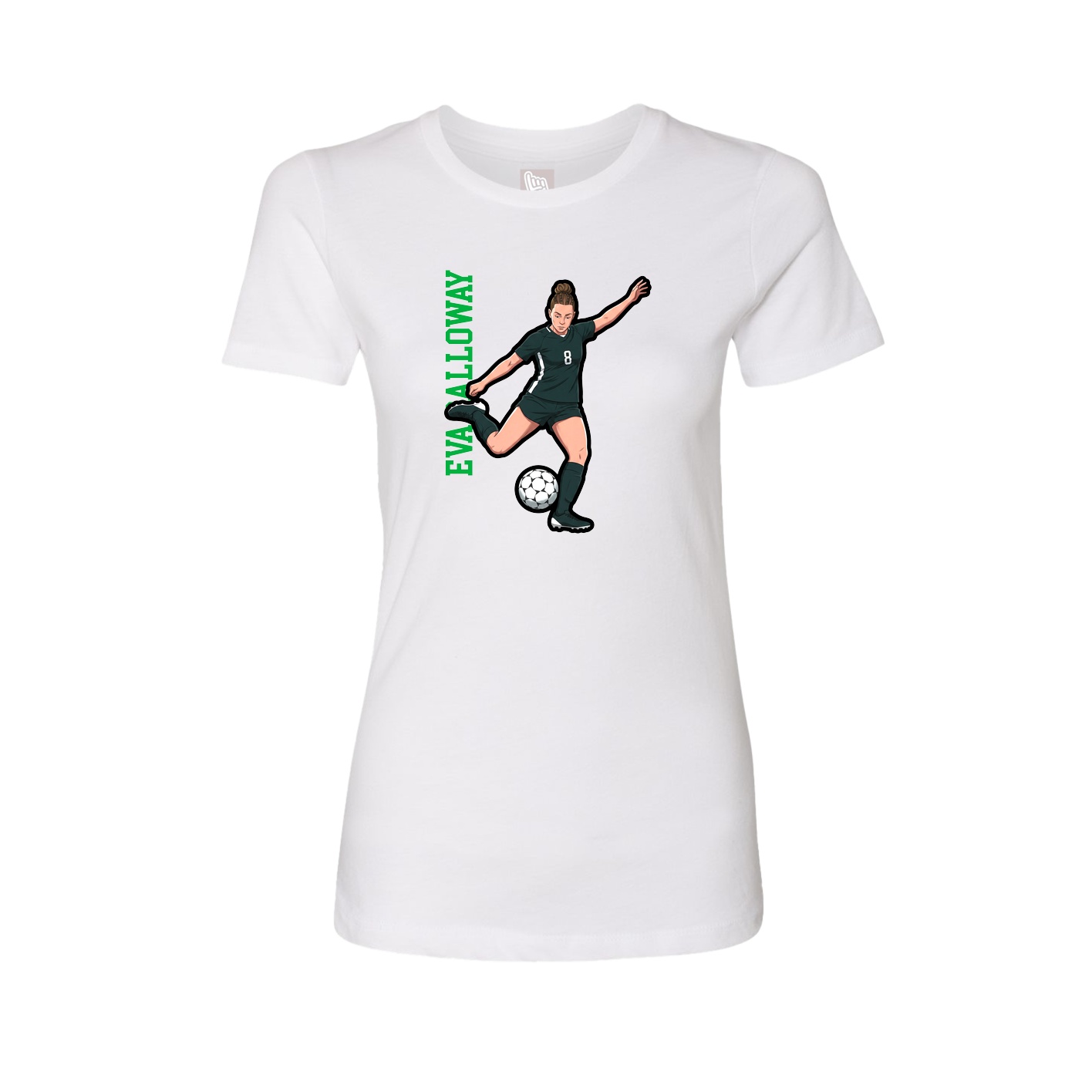 Womens Tee — Name Vertical in White