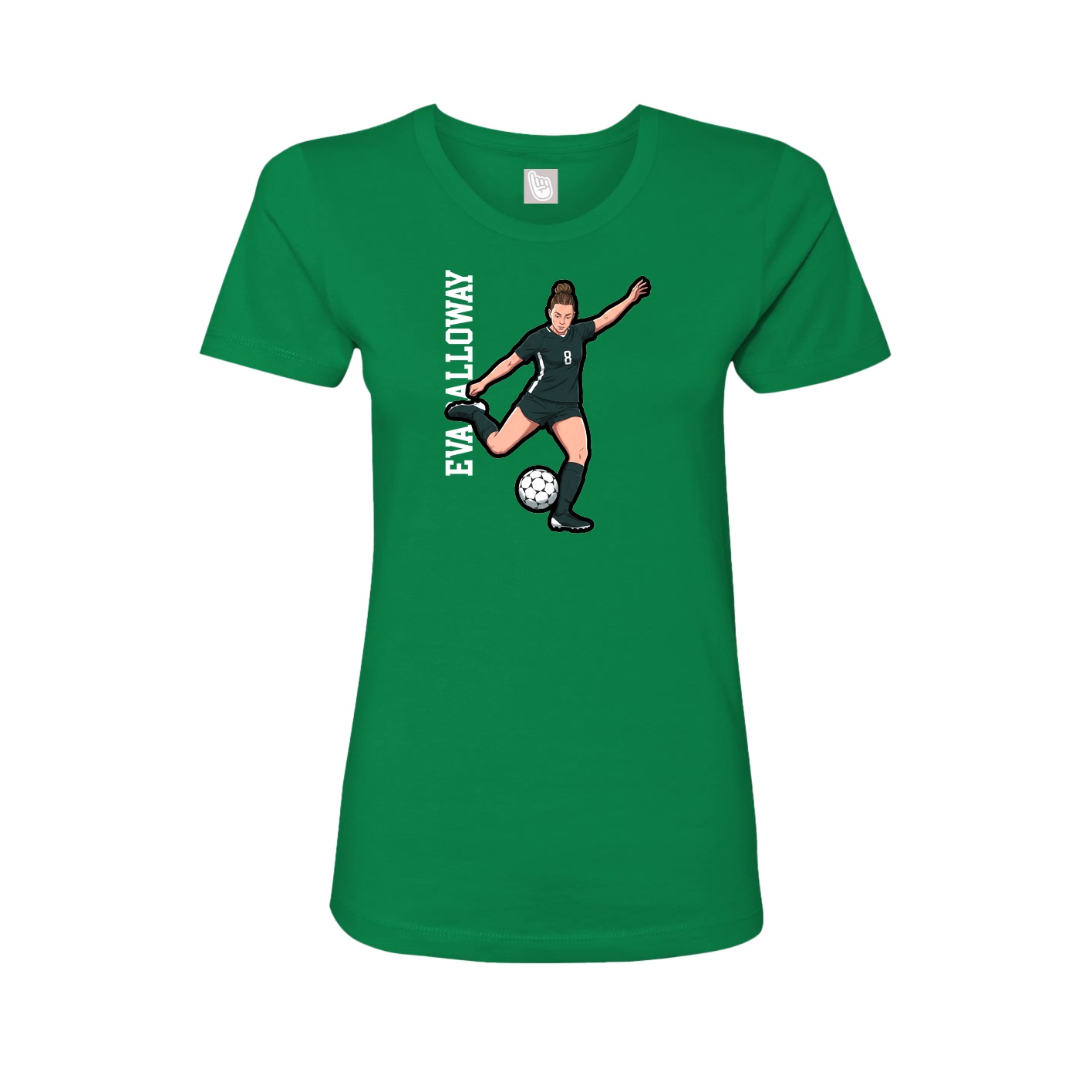 Womens Tee — Name Vertical in Green