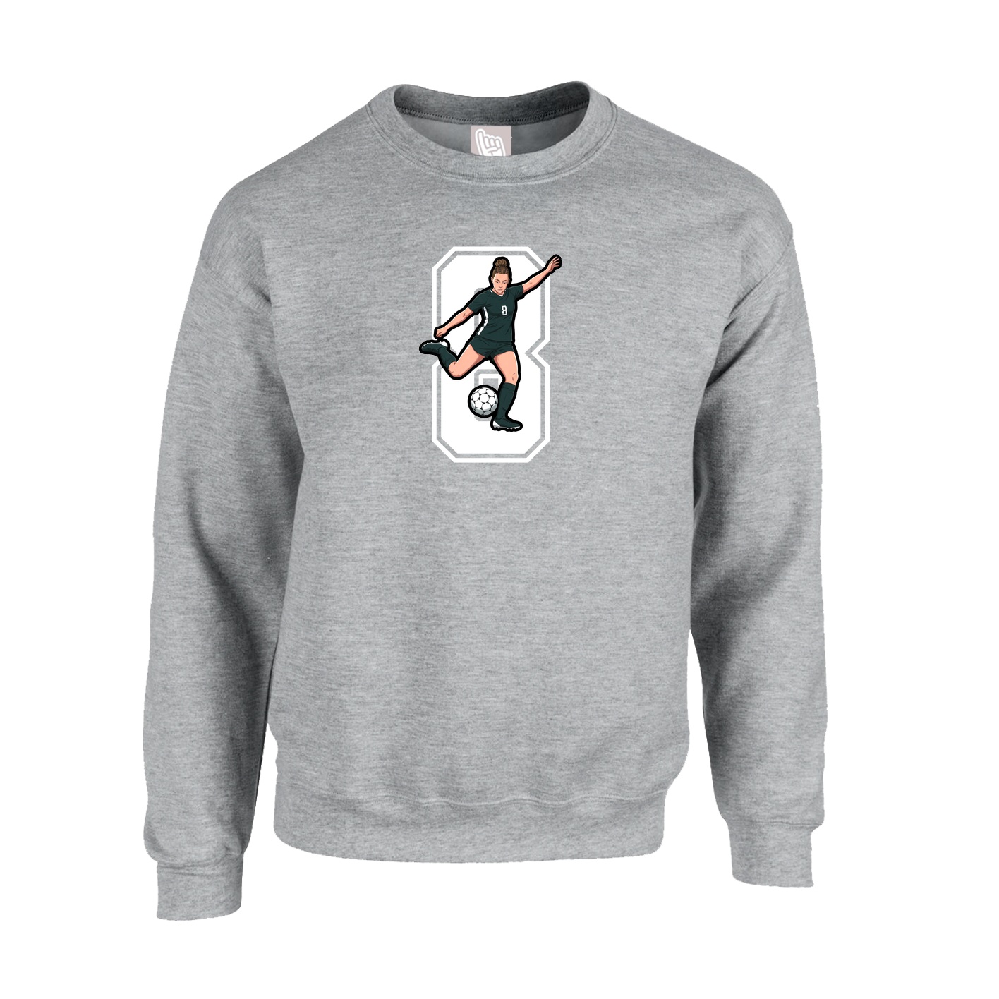 Fleece Crew — Number in Grey