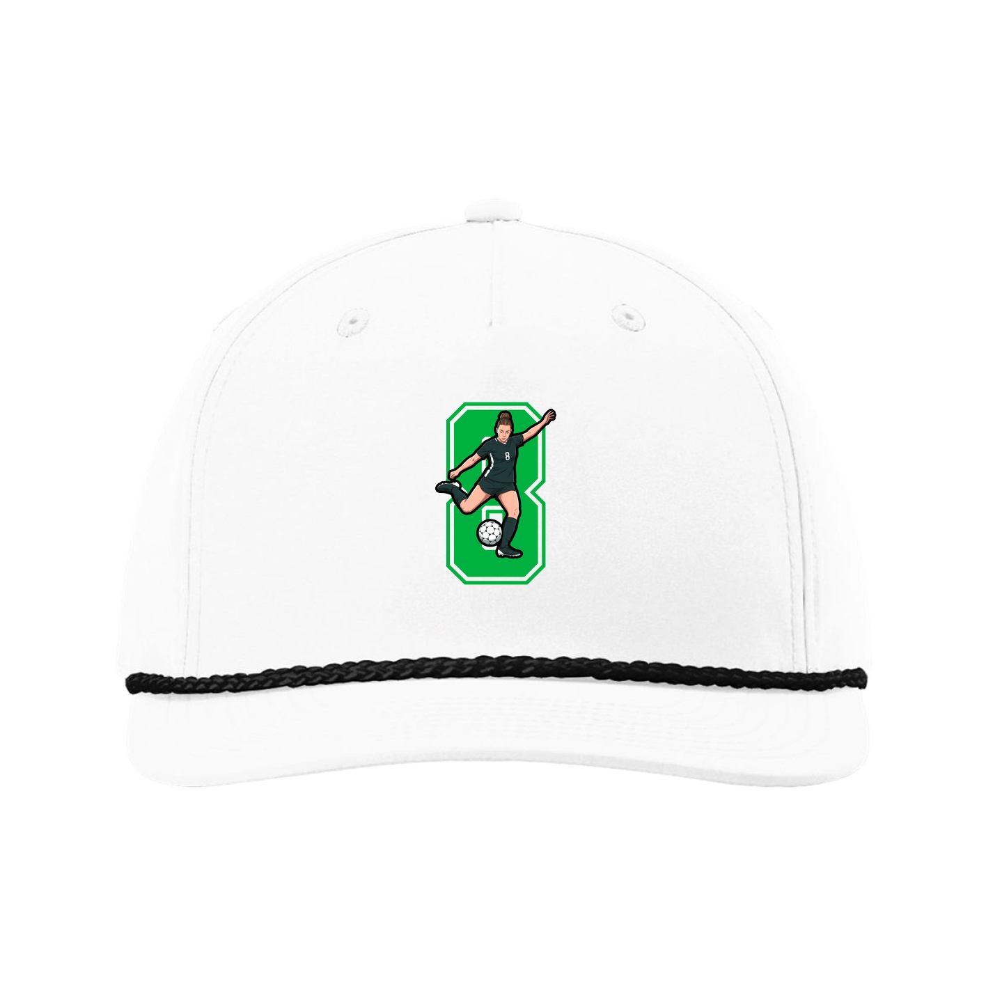 Five-Panel Classic Rope Cap — Number in White
