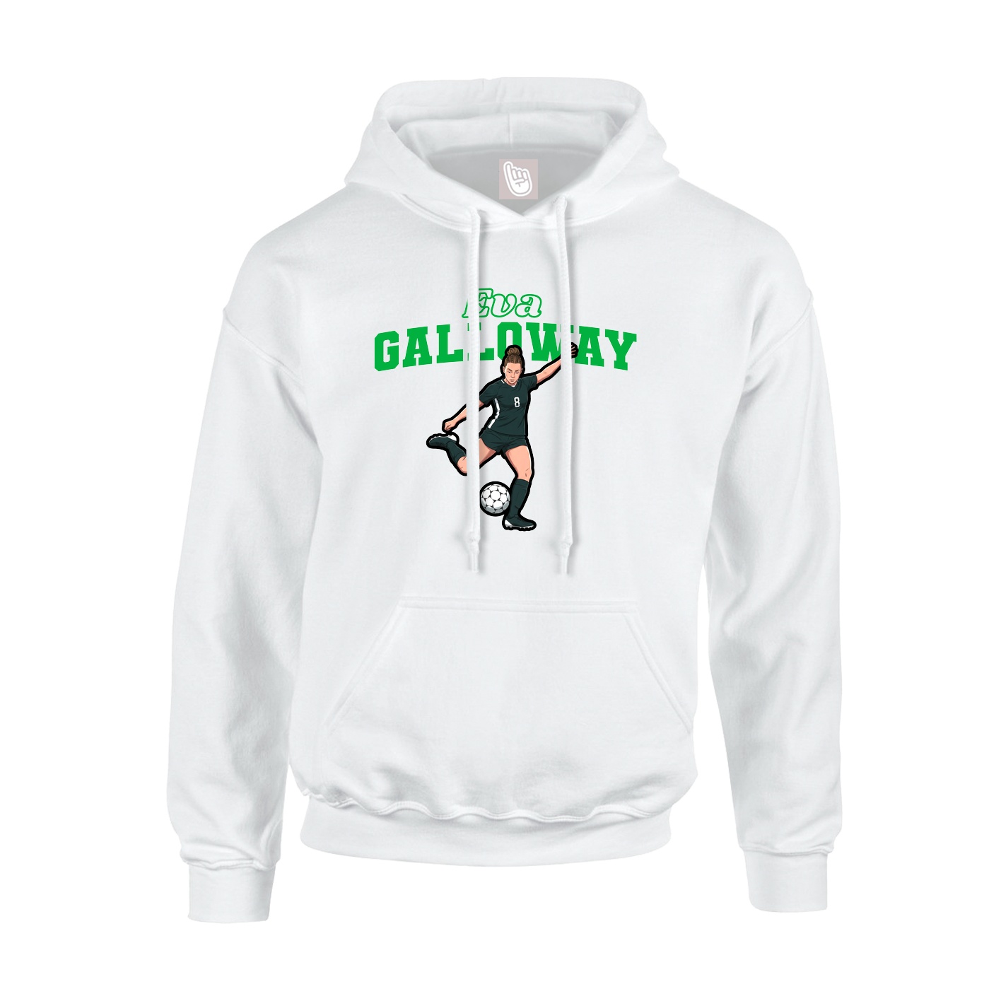 Youth Hoodie — Name Arch in White
