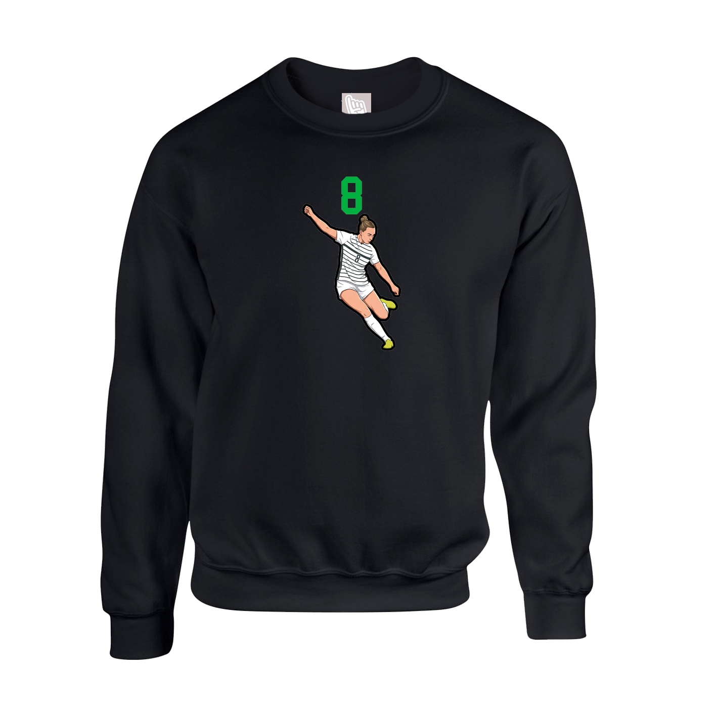 Fleece Crew — Number Top in Black