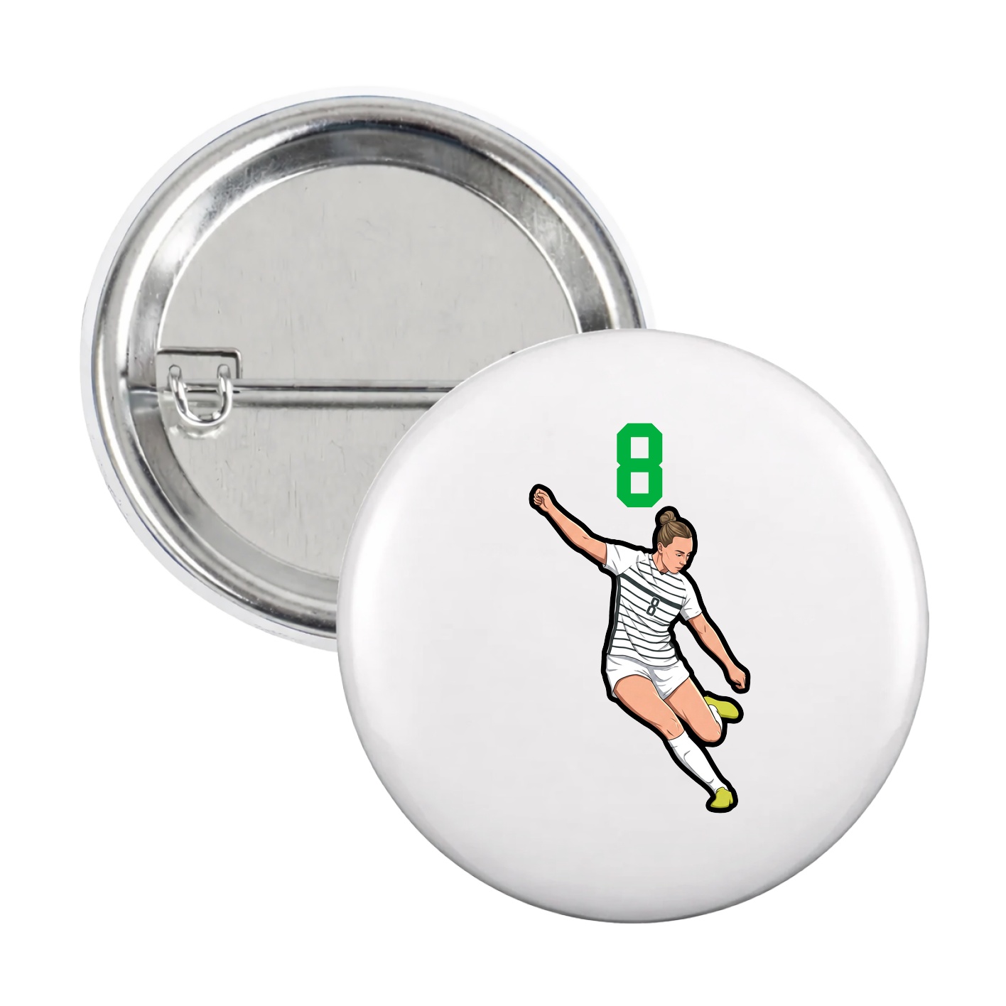 Game Day Button — Number Top in White