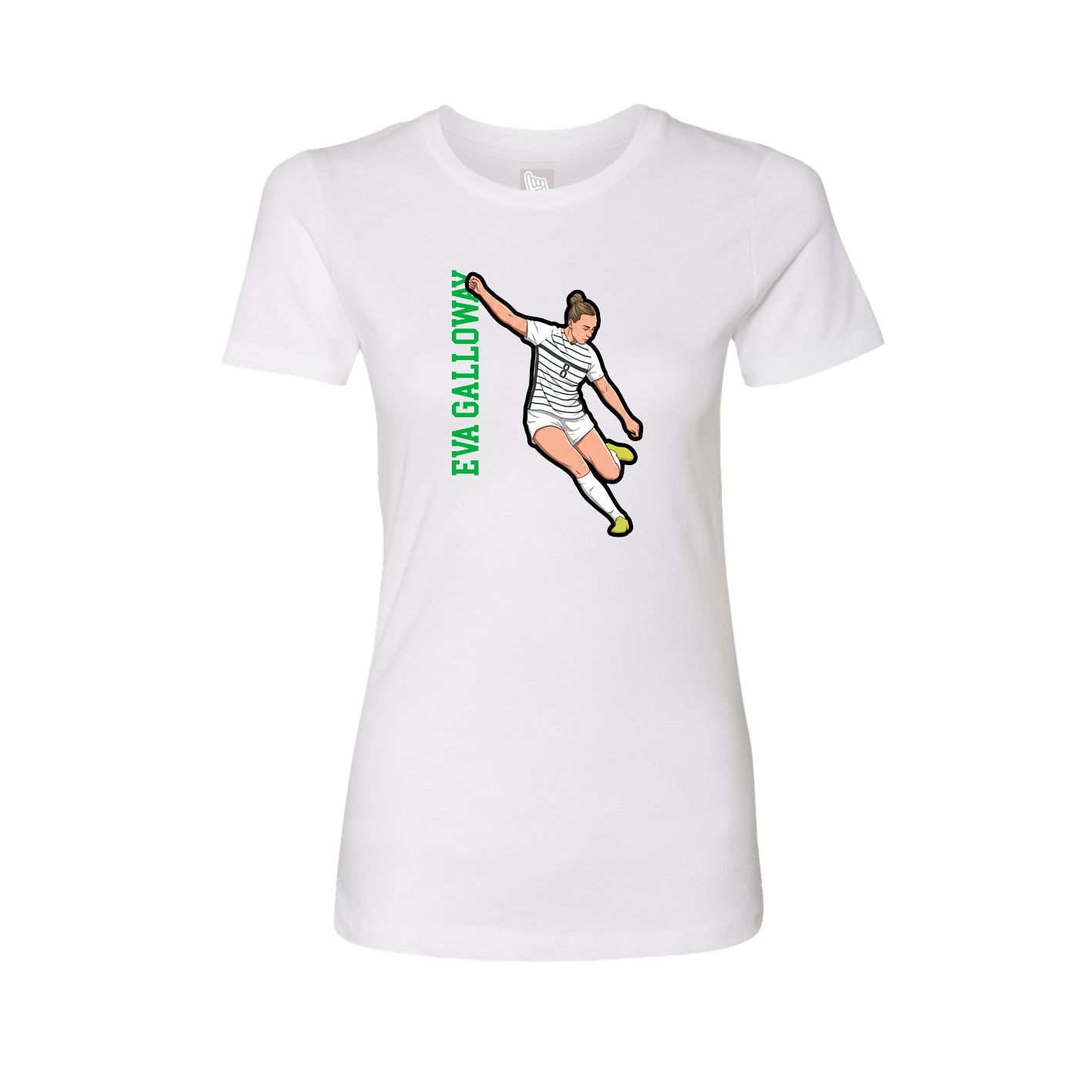 Womens Tee — Name Vertical in White