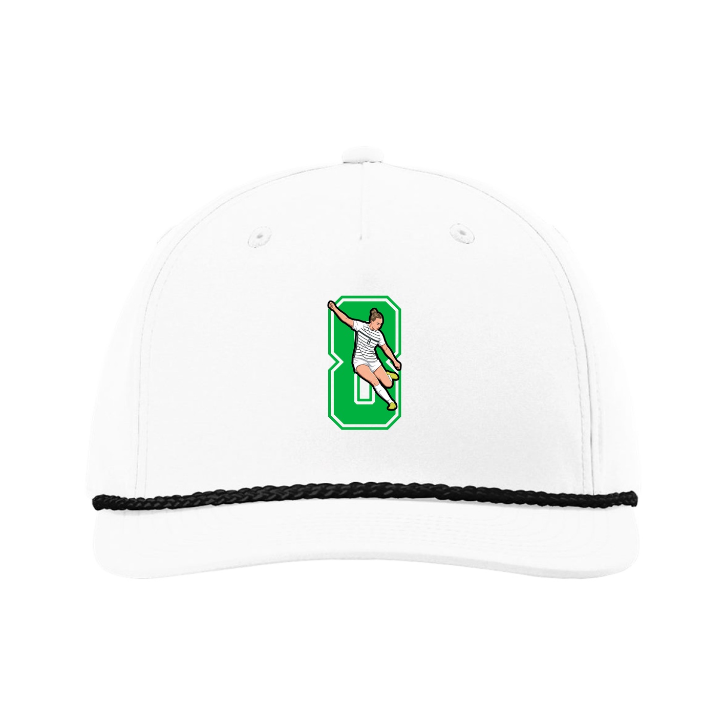 Five-Panel Classic Rope Cap — Number in White