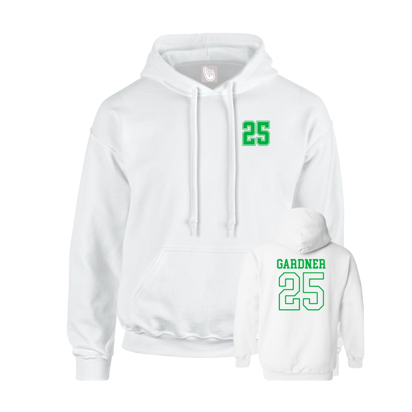 Youth Hoodie — Chest Back in White
