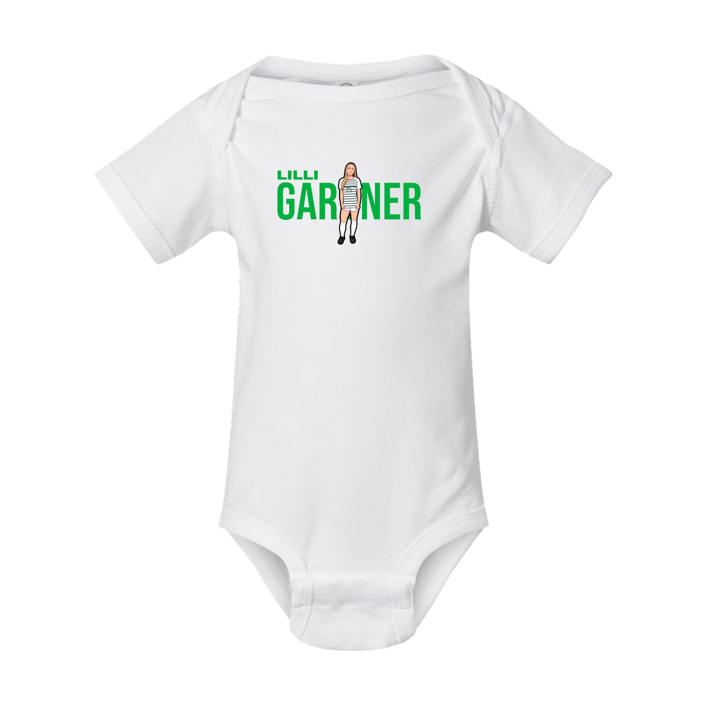 Baby Onesie — Player Name in White