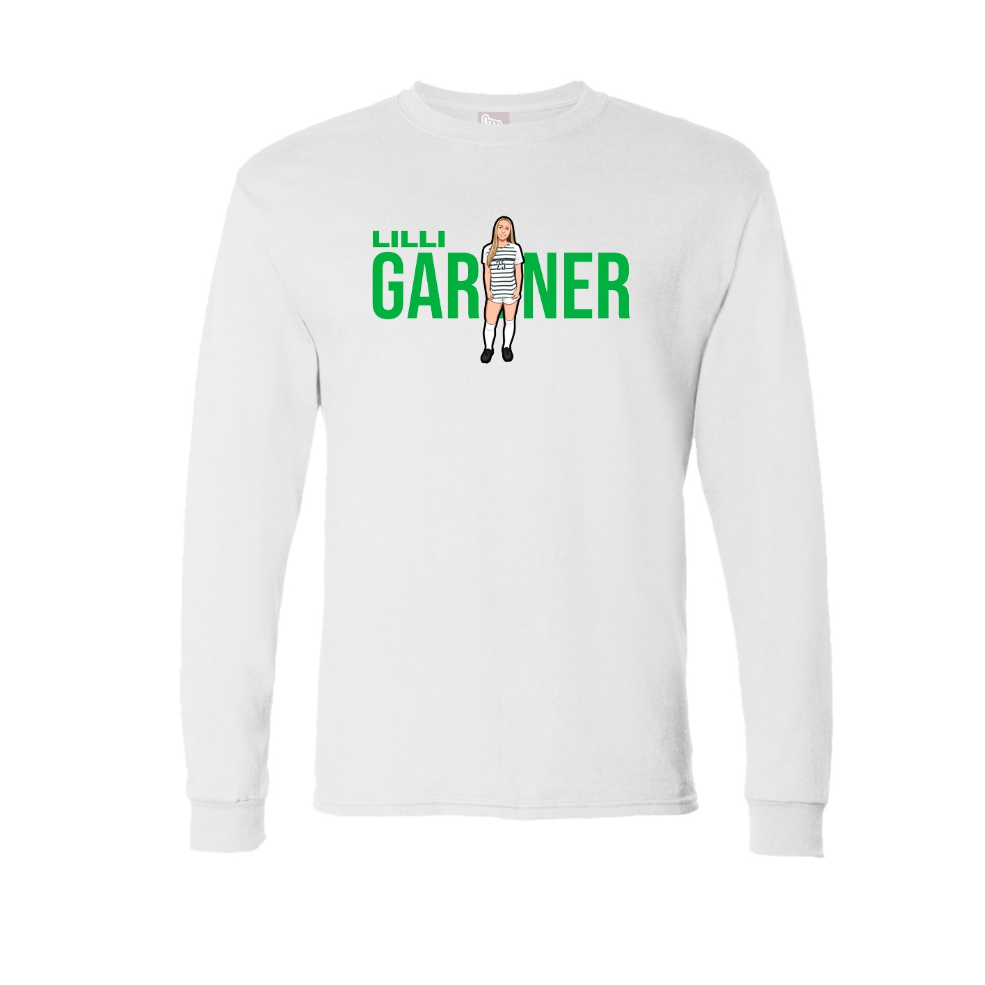 Long Sleeve Tee — Player Name in White