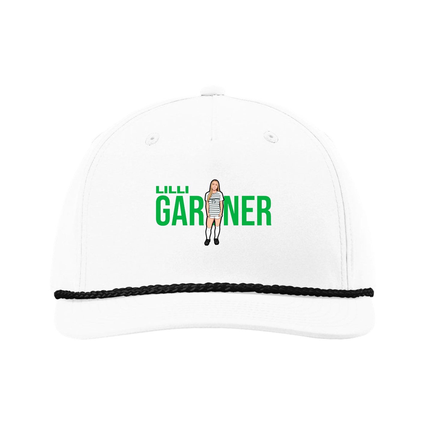 Five-Panel Classic Rope Cap — Player Name in White