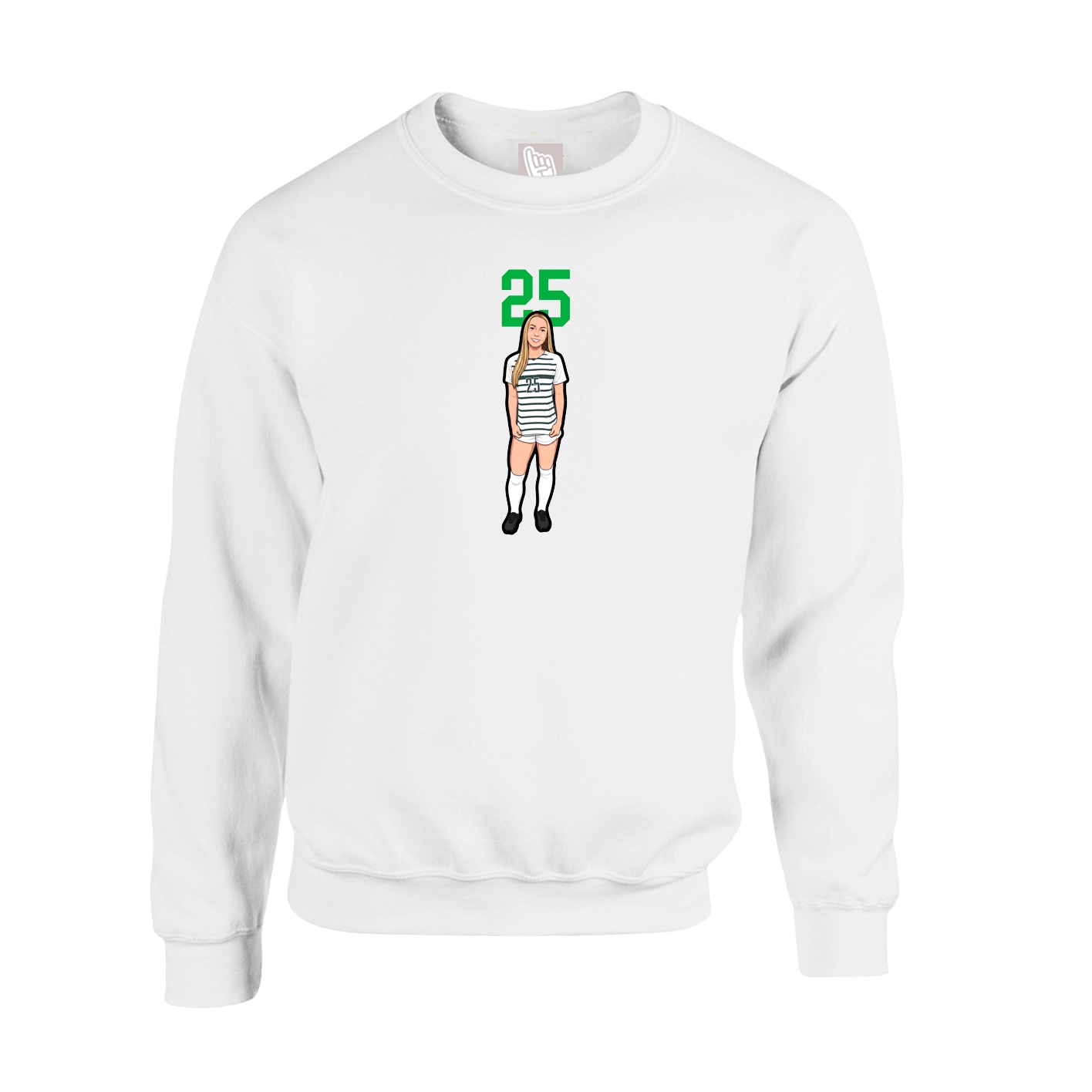 Fleece Crew — Number Top in White