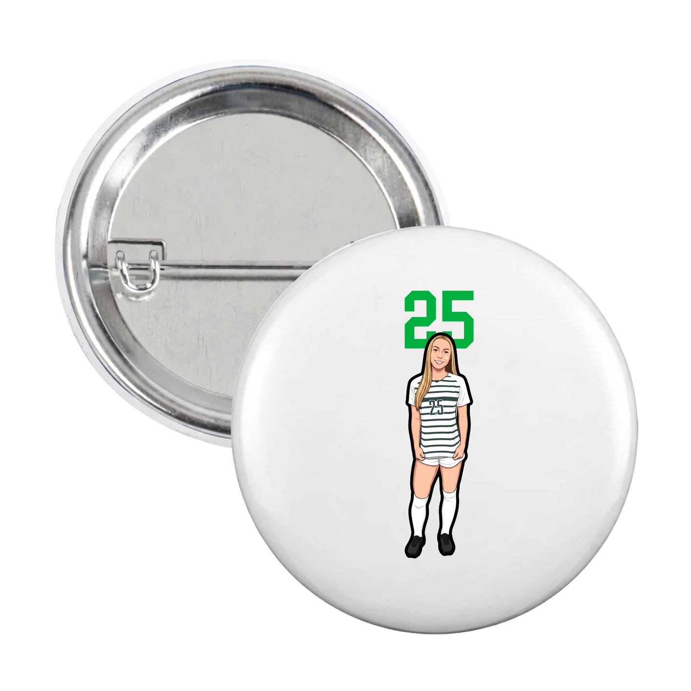 Game Day Button — Number Top in White