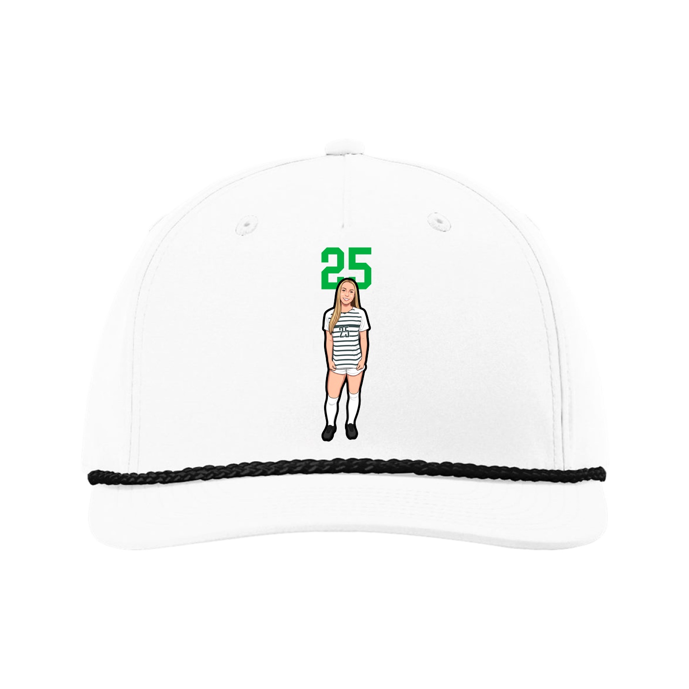 Five-Panel Classic Rope Cap — Number Top in White