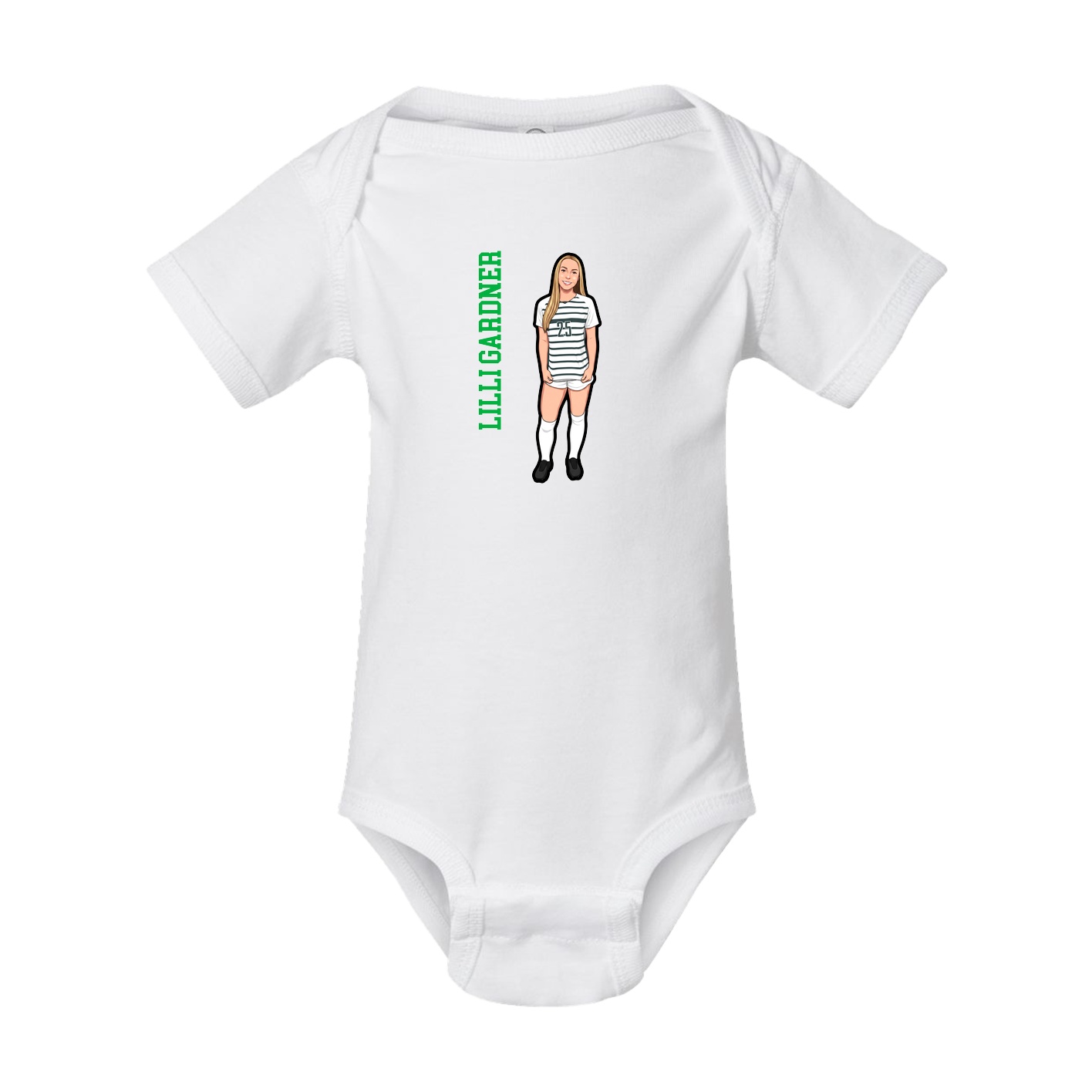 Baby Onesie — Name Vertical in White