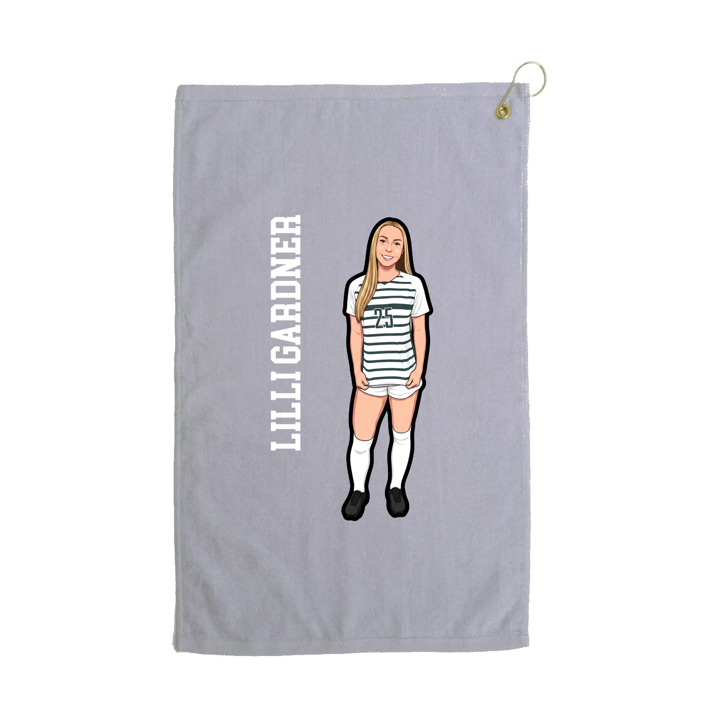 Golf Towel — Name Vertical in Grey