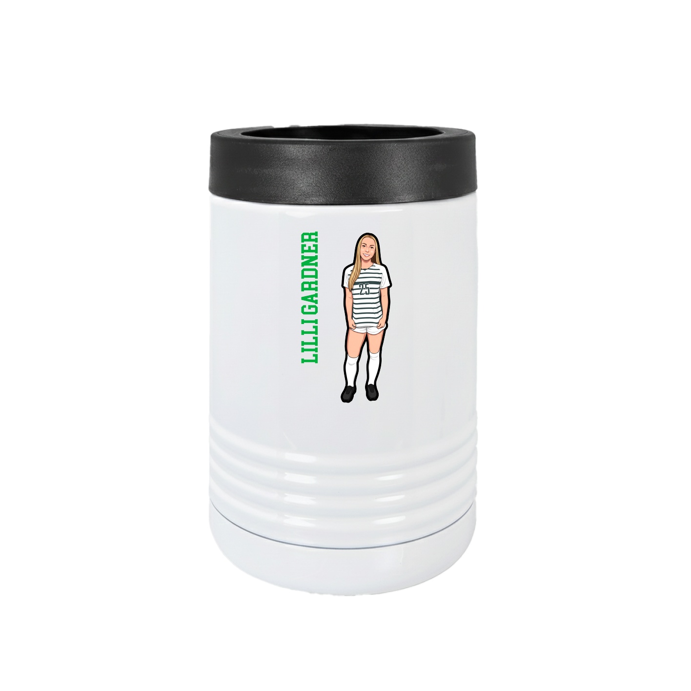 Beverage Holder — Name Vertical in White