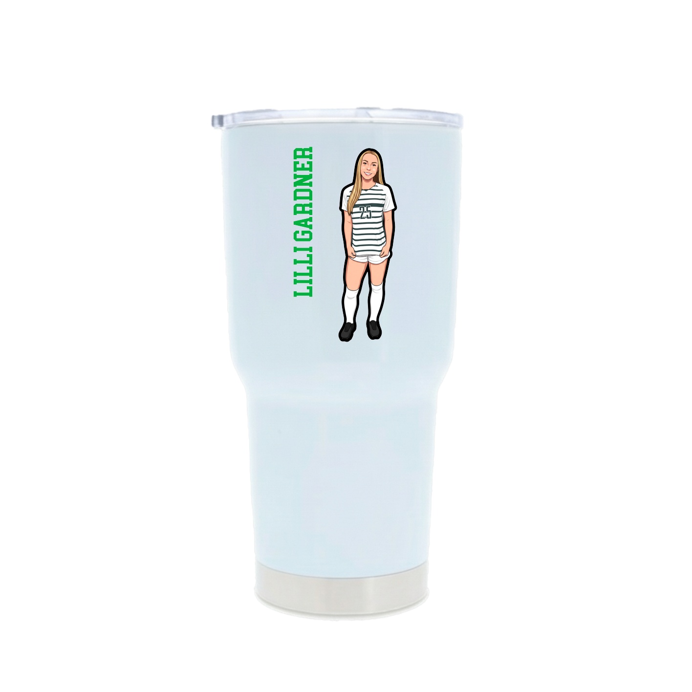 30oz Stainless Steel Tumbler — Name Vertical in White