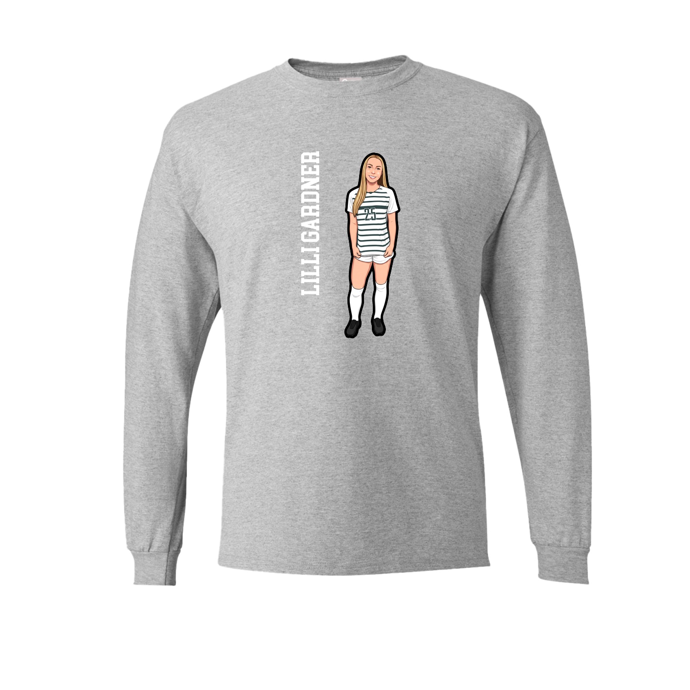 Long Sleeve Tee — Name Vertical in Grey