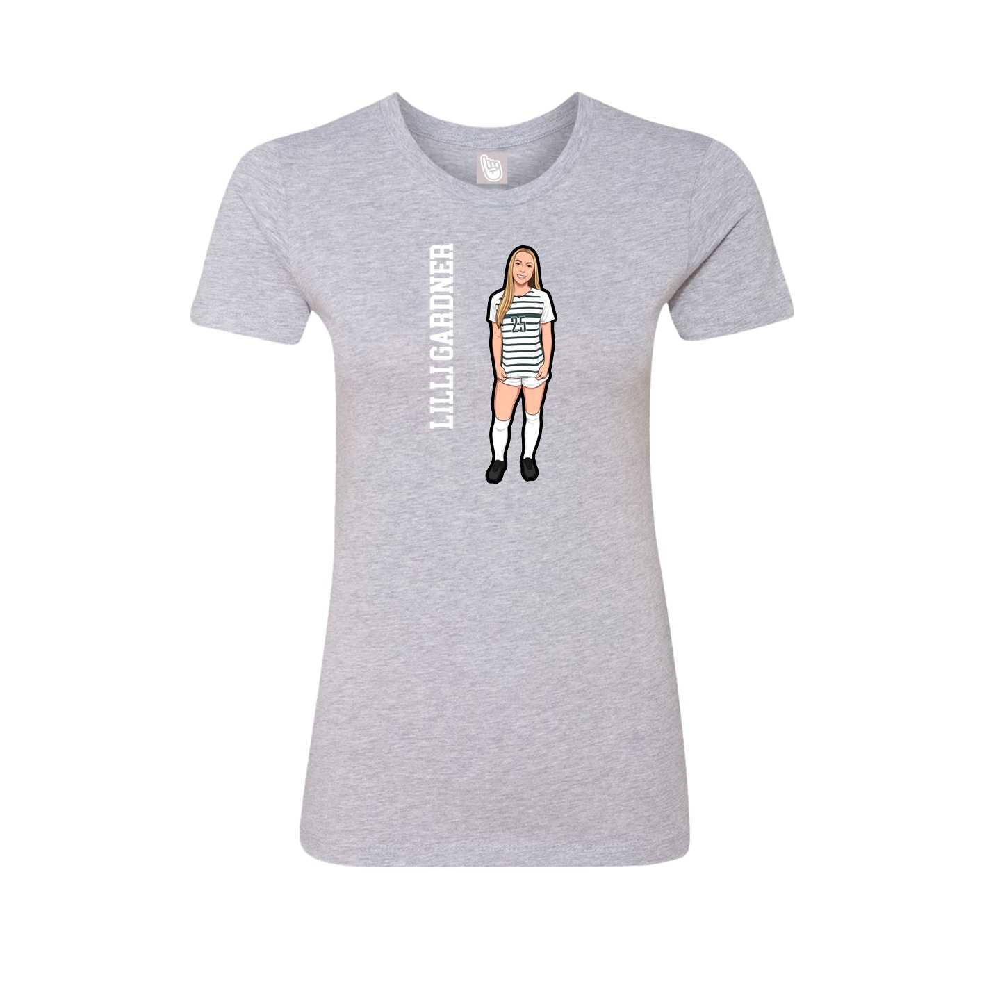 Fitted Women's Tee — Name Vertical in Grey