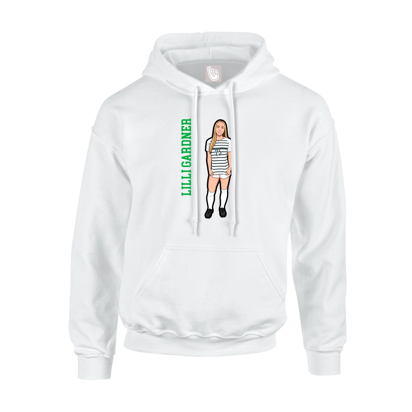 Youth Hoodie — Name Vertical in White