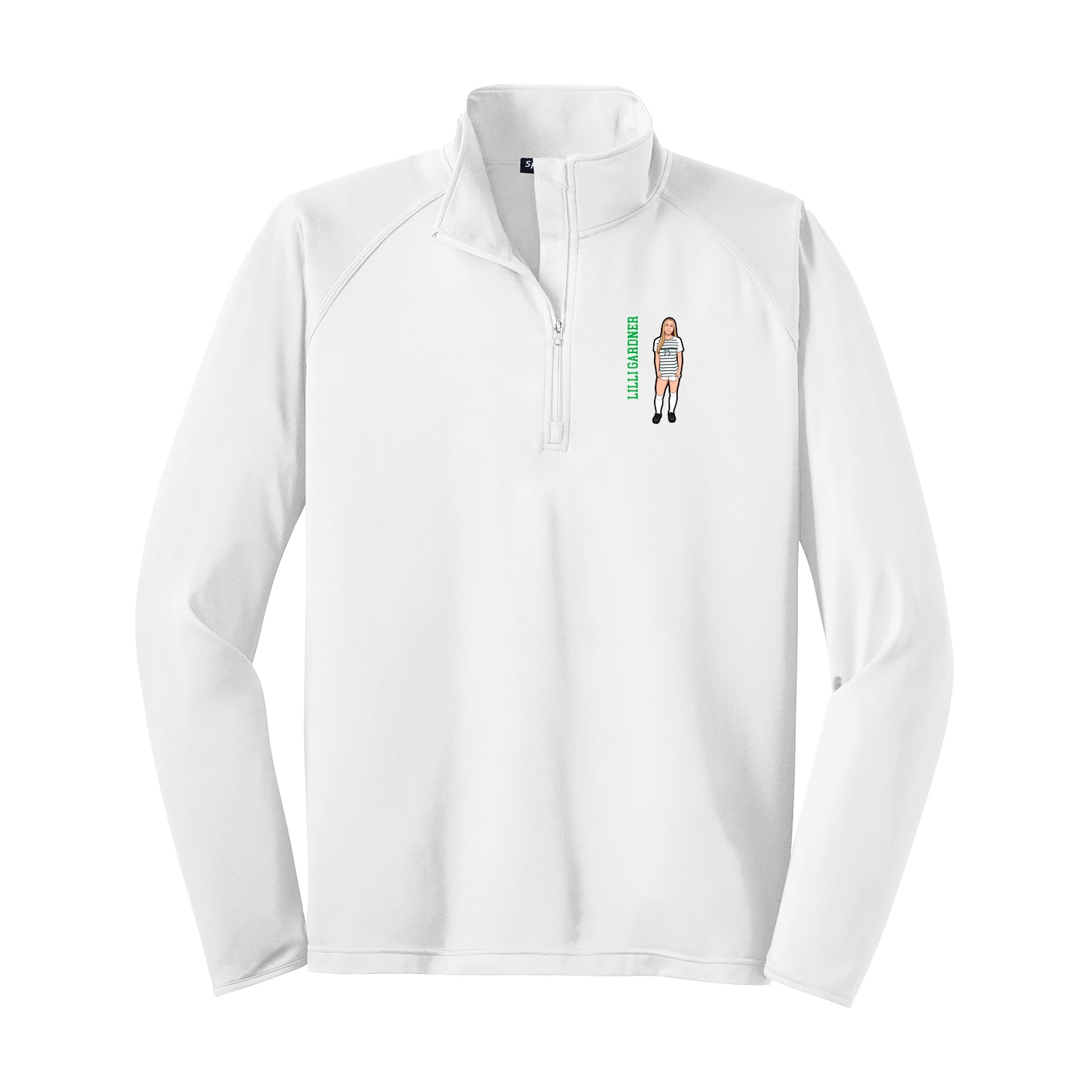 Q-Zip Pullover — Name Vertical in White