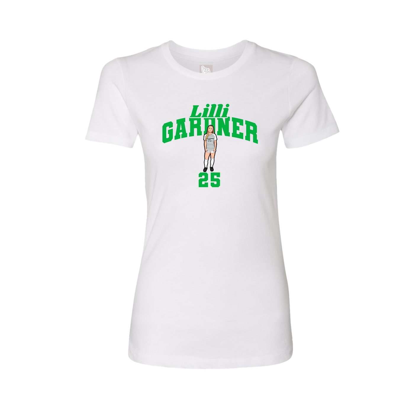 Fitted Women's Tee — Signature Arch in White