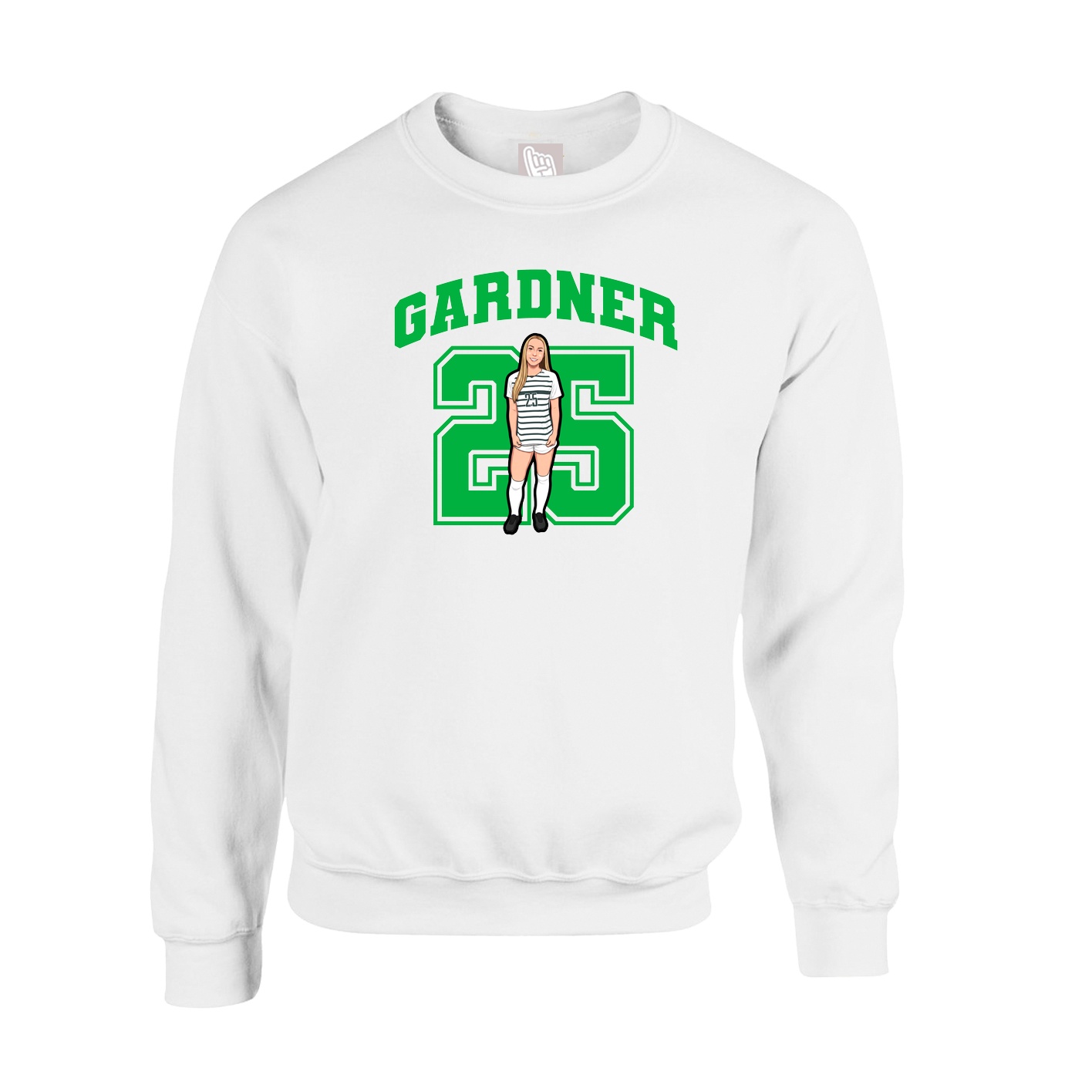 Fleece Crew — Number in White